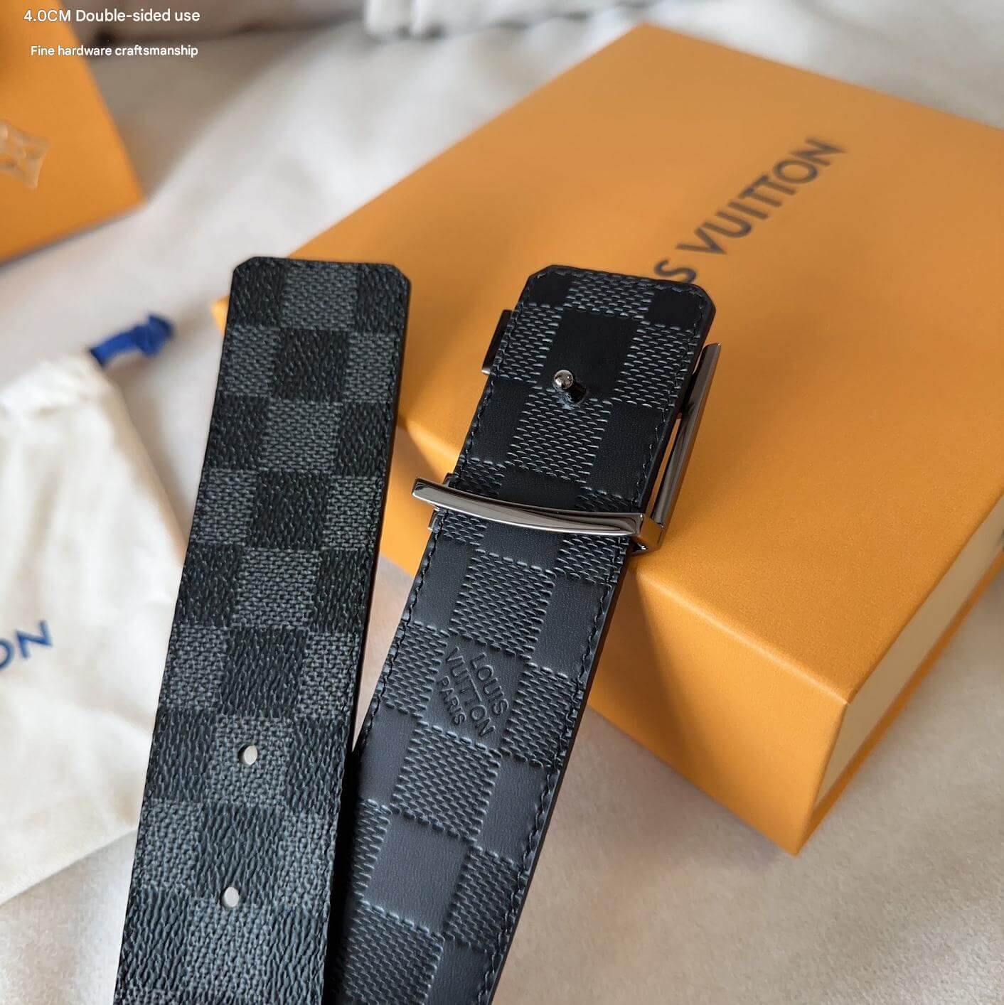 Louis Vuitton LV Initiales 40mm Reversible Belt Damier Graphite Silver Buckle