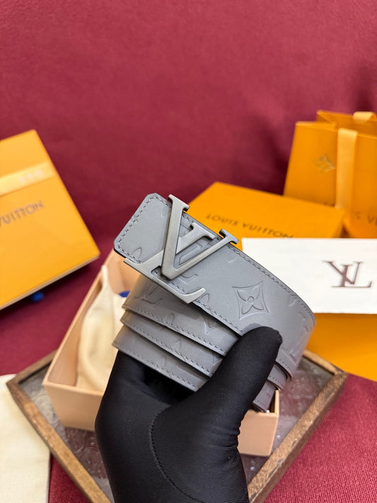Louis Vuitton LV Initiales 40mm Reversible Belt Monogram Shadow Leather Grey - Matte Gunmetal LV Buckle