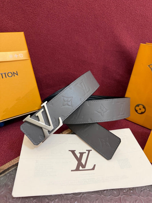 Louis Vuitton LV Initiales 40mm Reversible Belt Monogram Shadow Leather Grey - Silver Buckle