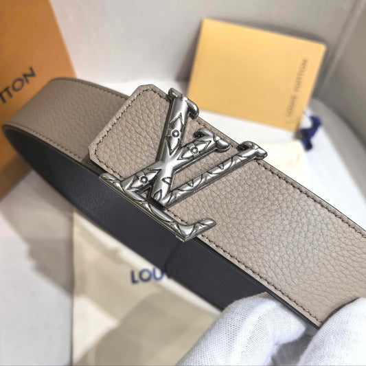 Louis Vuitton LV Initiales 40mm Reversible Taurillon Leather Belt Griolet - Silver Buckle