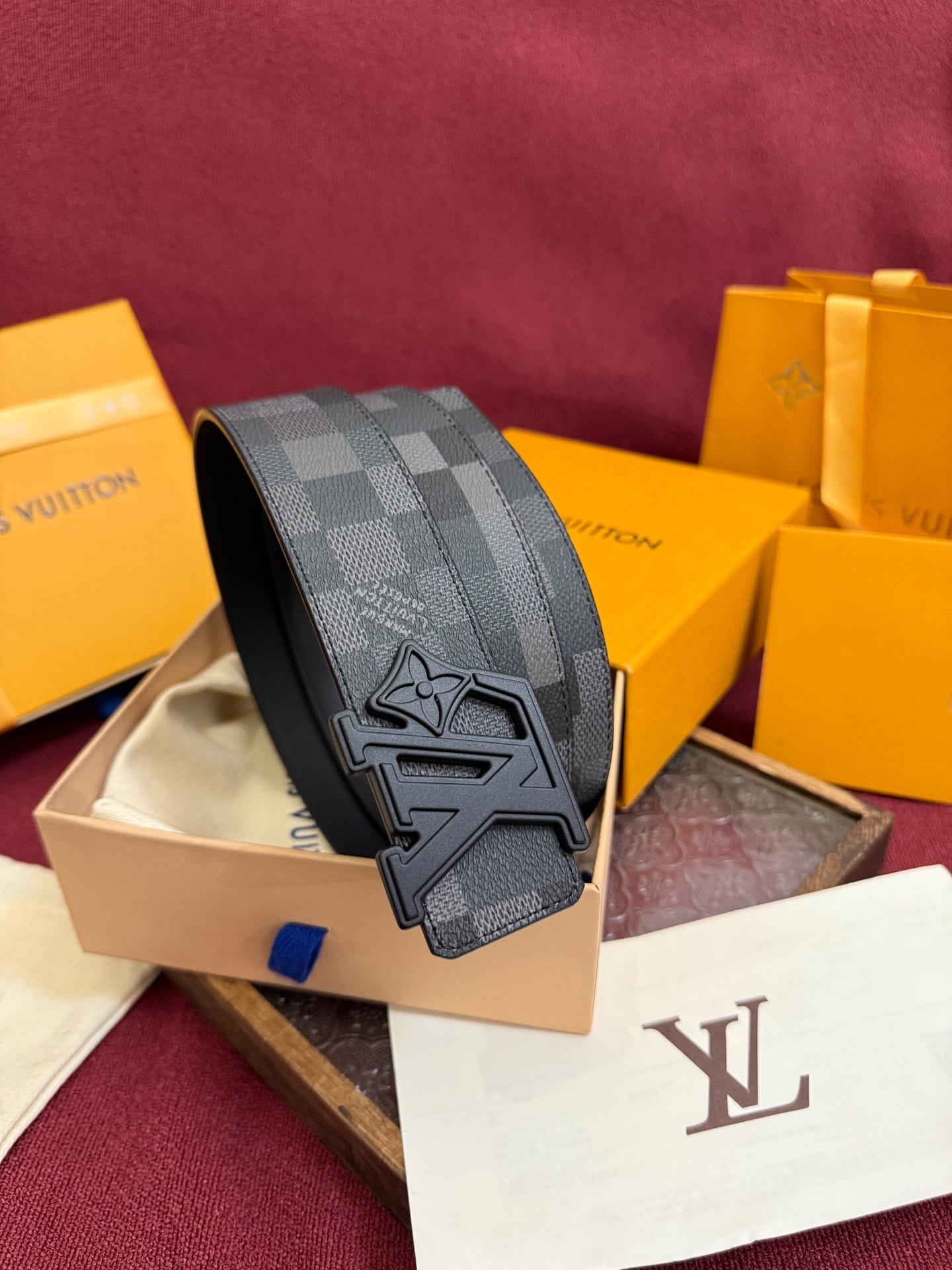 Louis Vuitton LV Initiales Damier Graphite 40mm Reversible Belt - Sculptural Matte Black Buckle