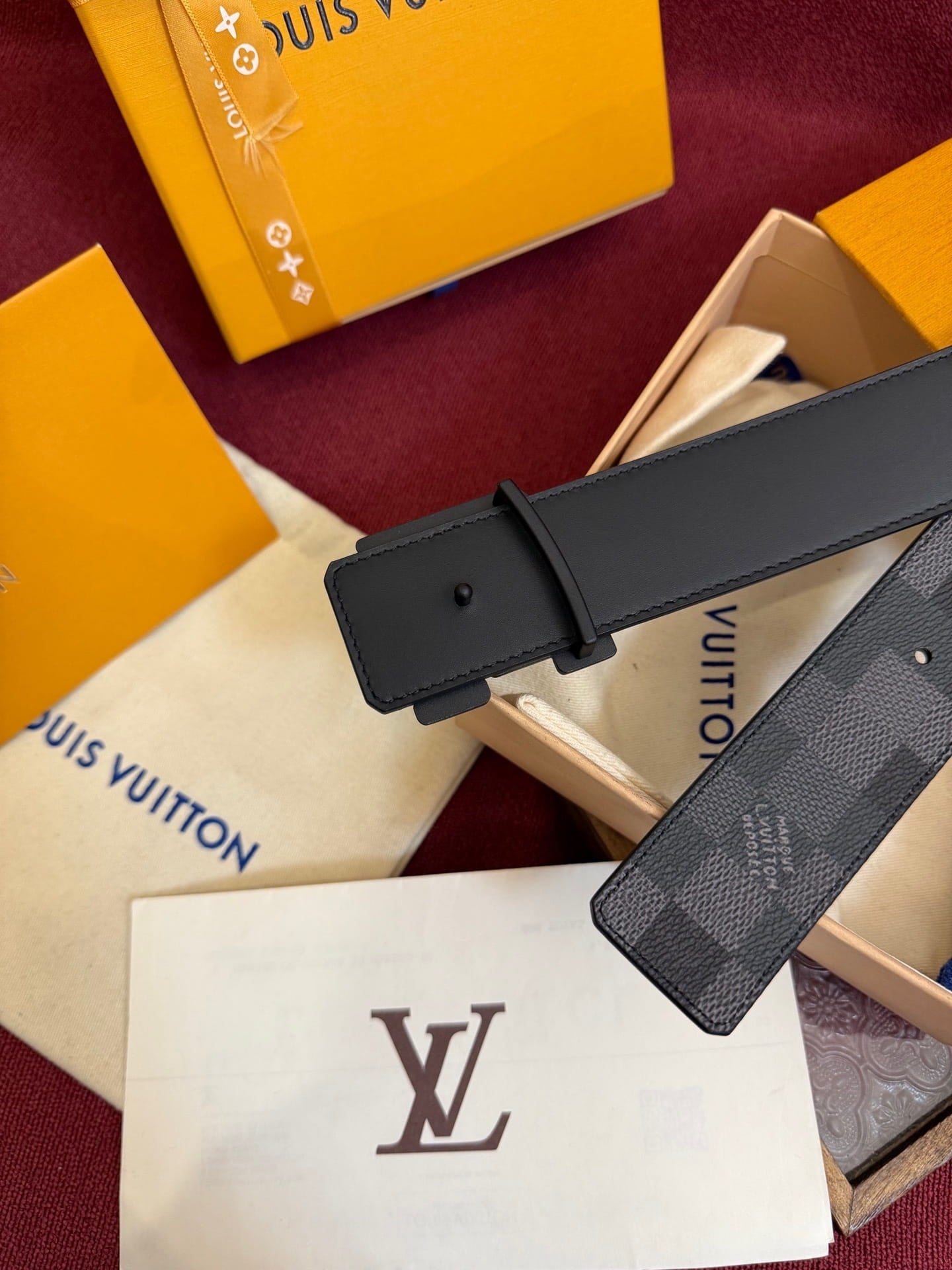 Louis Vuitton LV Initiales Damier Graphite 40mm Reversible Belt - Sculptural Matte Black Buckle