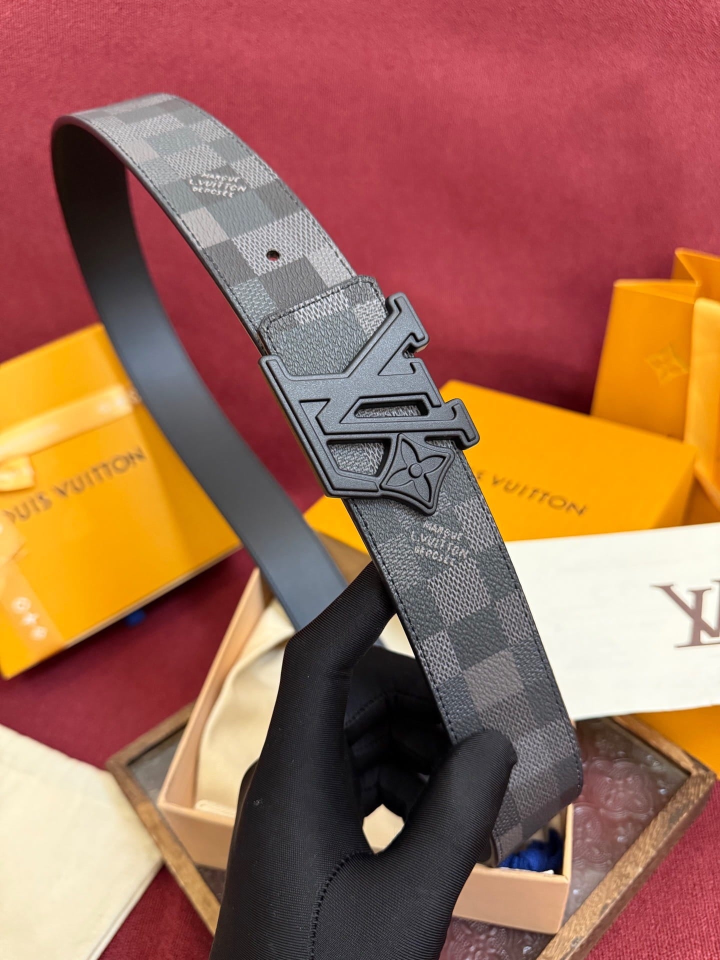 Louis Vuitton LV Initiales Damier Graphite 40mm Reversible Belt - Sculptural Matte Black Buckle