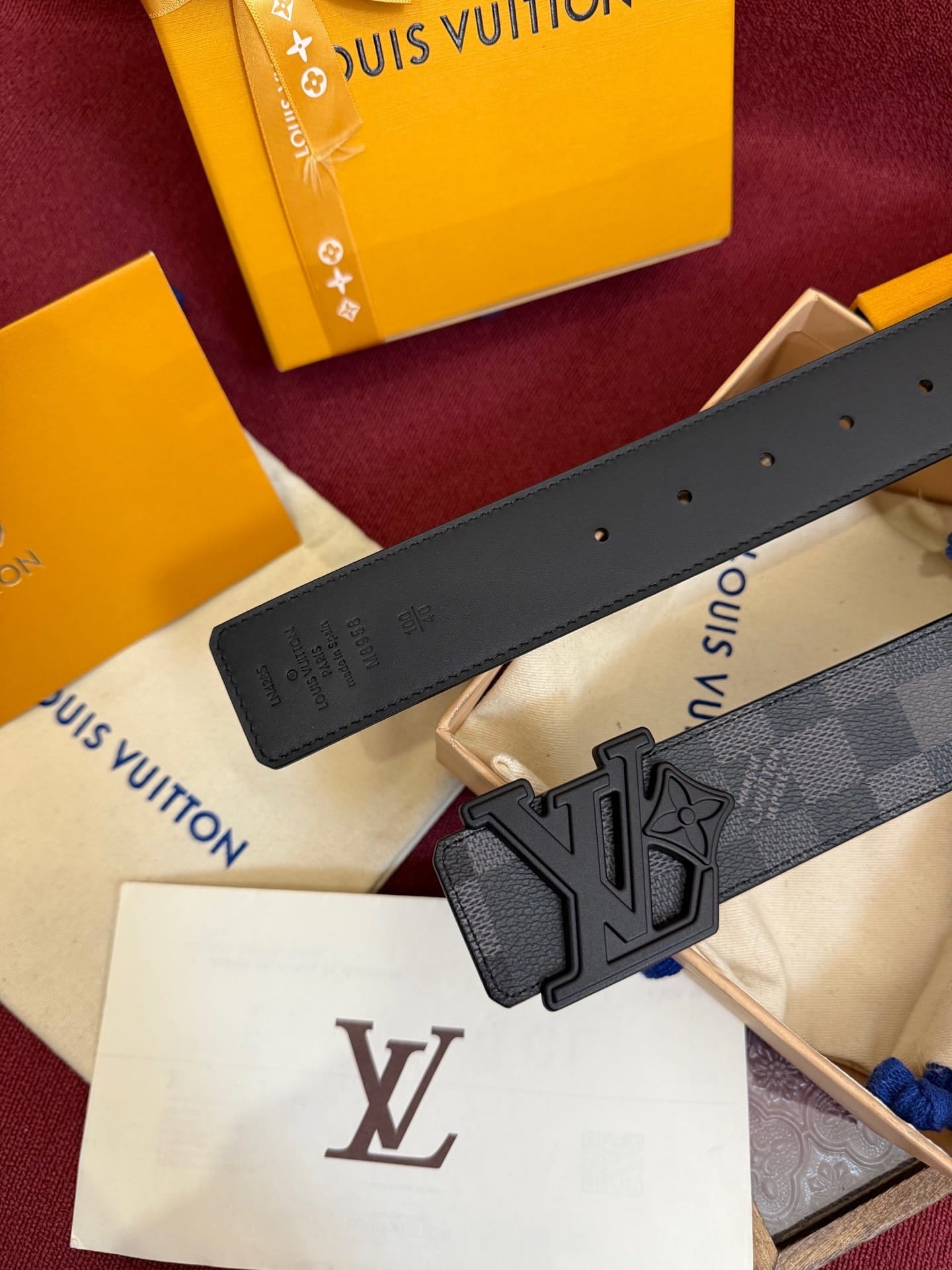 Louis Vuitton LV Initiales Damier Graphite 40mm Reversible Belt - Sculptural Matte Black Buckle