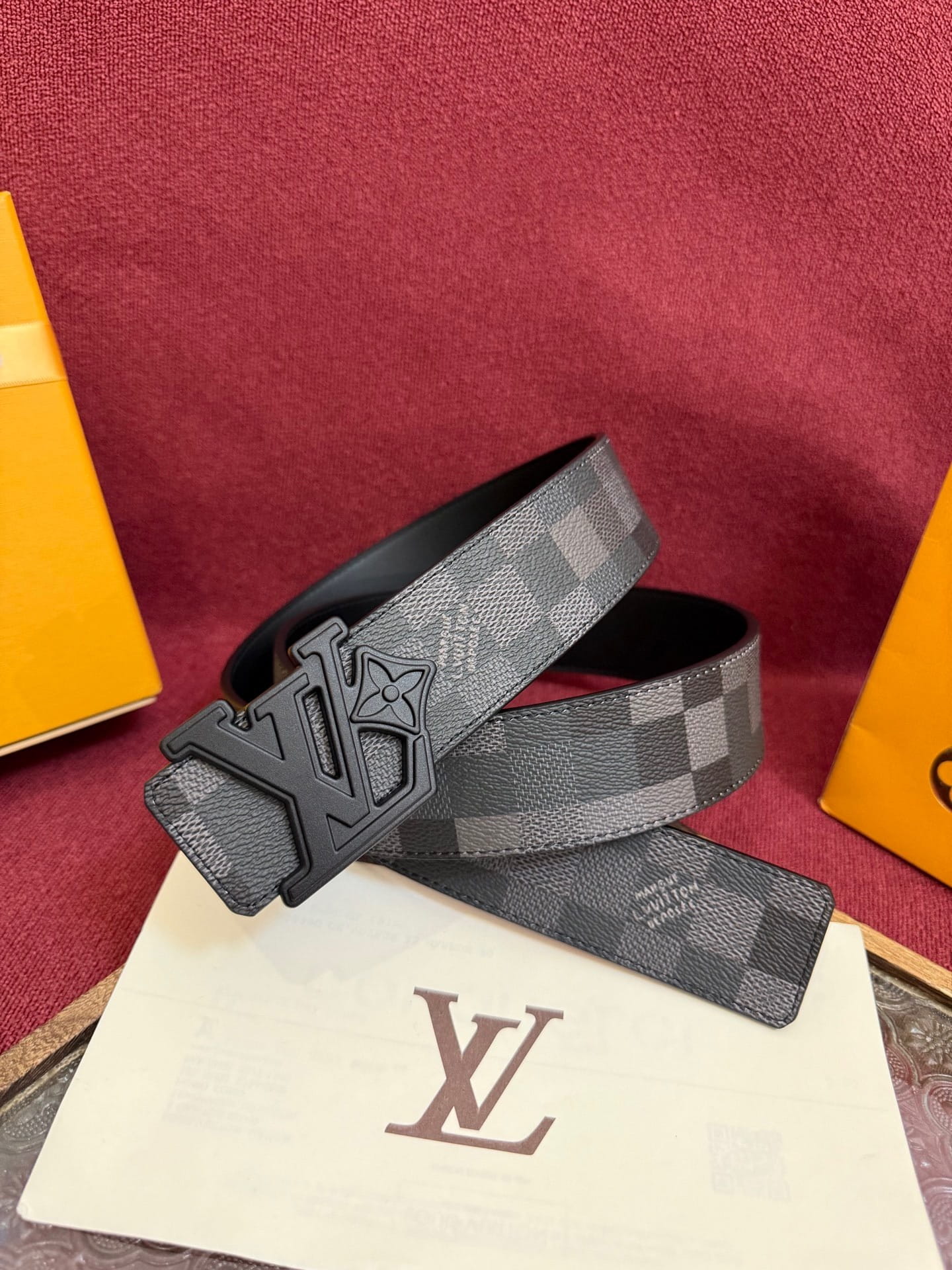 Louis Vuitton LV Initiales Damier Graphite 40mm Reversible Belt - Sculptural Matte Black Buckle