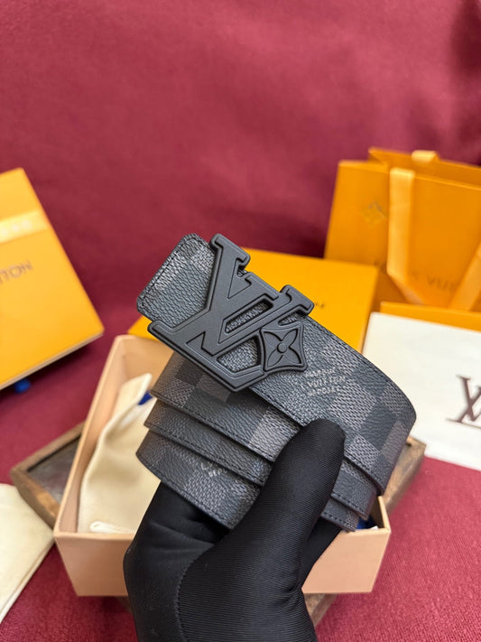 Louis Vuitton LV Initiales Damier Graphite 40mm Reversible Belt - Sculptural Matte Black Buckle