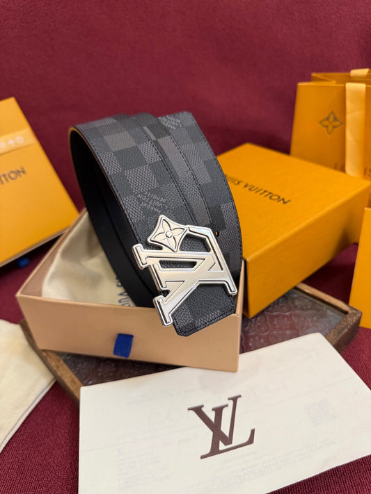 Louis Vuitton LV Initiales Damier Graphite 40mm Reversible Belt - Sculptural Silver Buckle