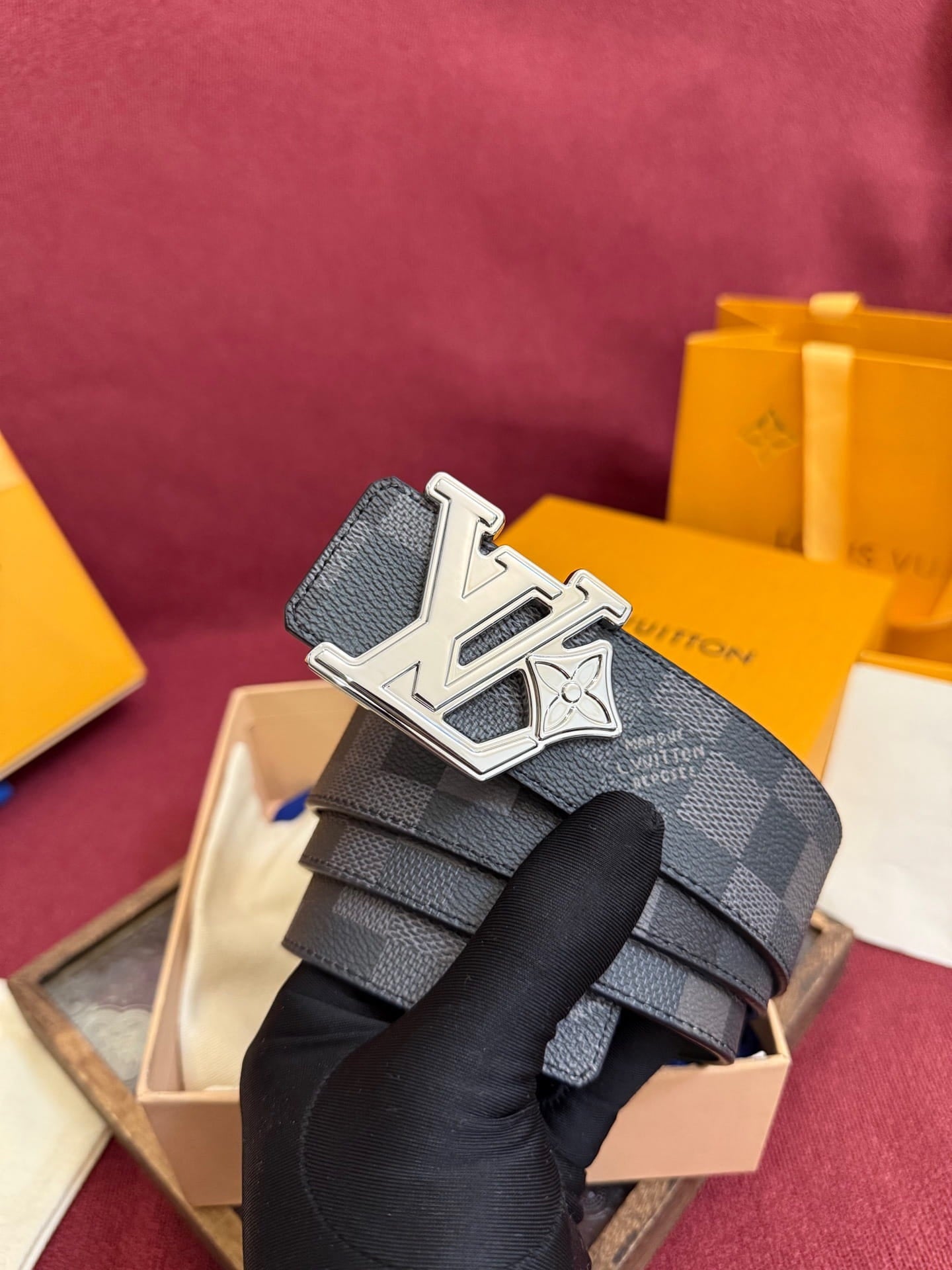 Louis Vuitton LV Initiales Damier Graphite 40mm Reversible Belt - Sculptural Silver Buckle