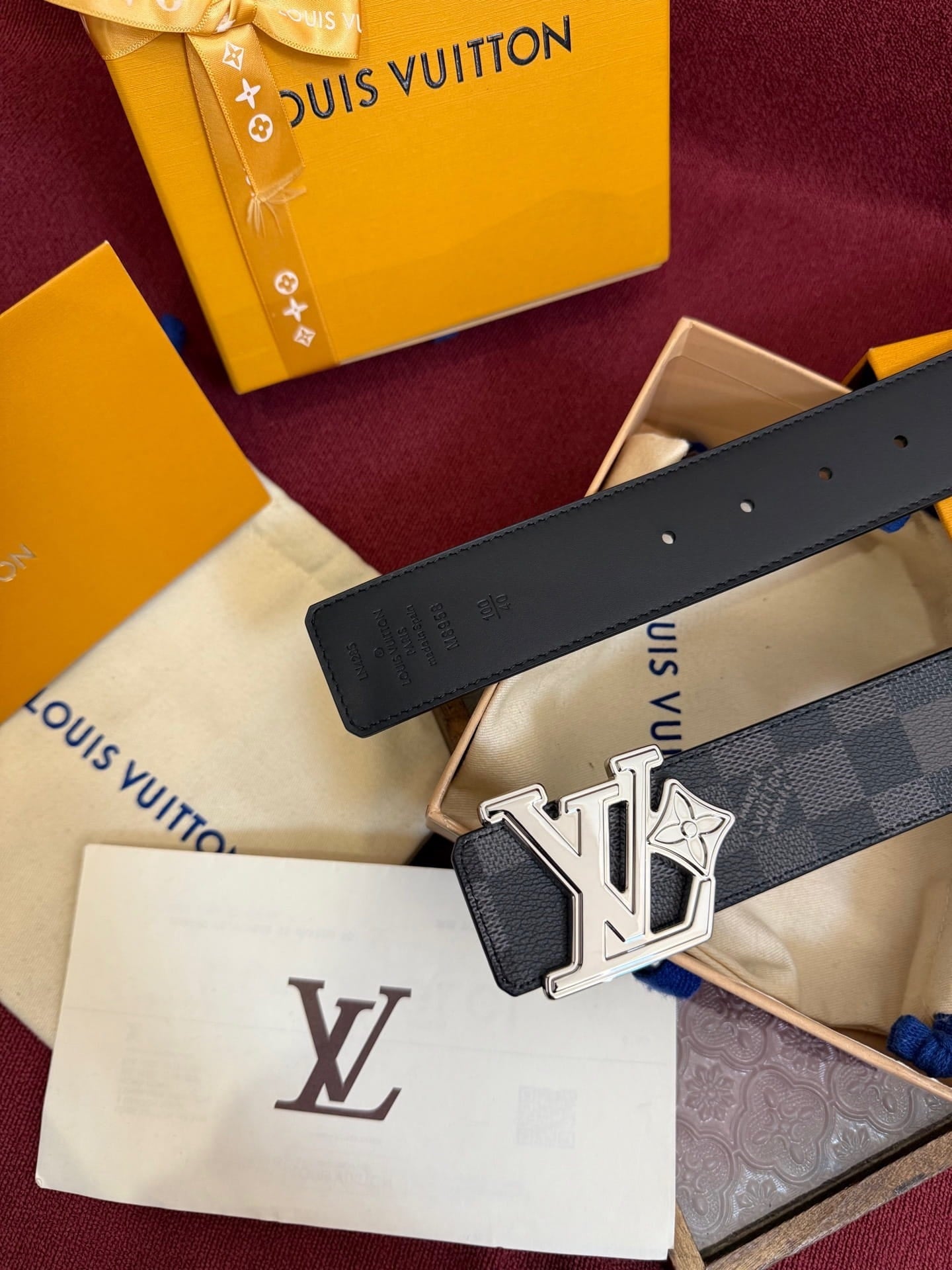 Louis Vuitton LV Initiales Damier Graphite 40mm Reversible Belt - Sculptural Silver Buckle