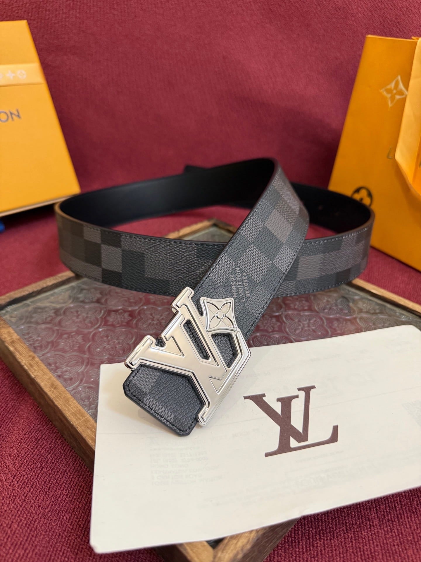 Louis Vuitton LV Initiales Damier Graphite 40mm Reversible Belt - Sculptural Silver Buckle