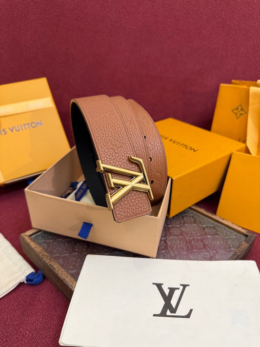Louis Vuitton LV Initiales Monogram 40mm Cognac Reversible Belt - Gold Buckle