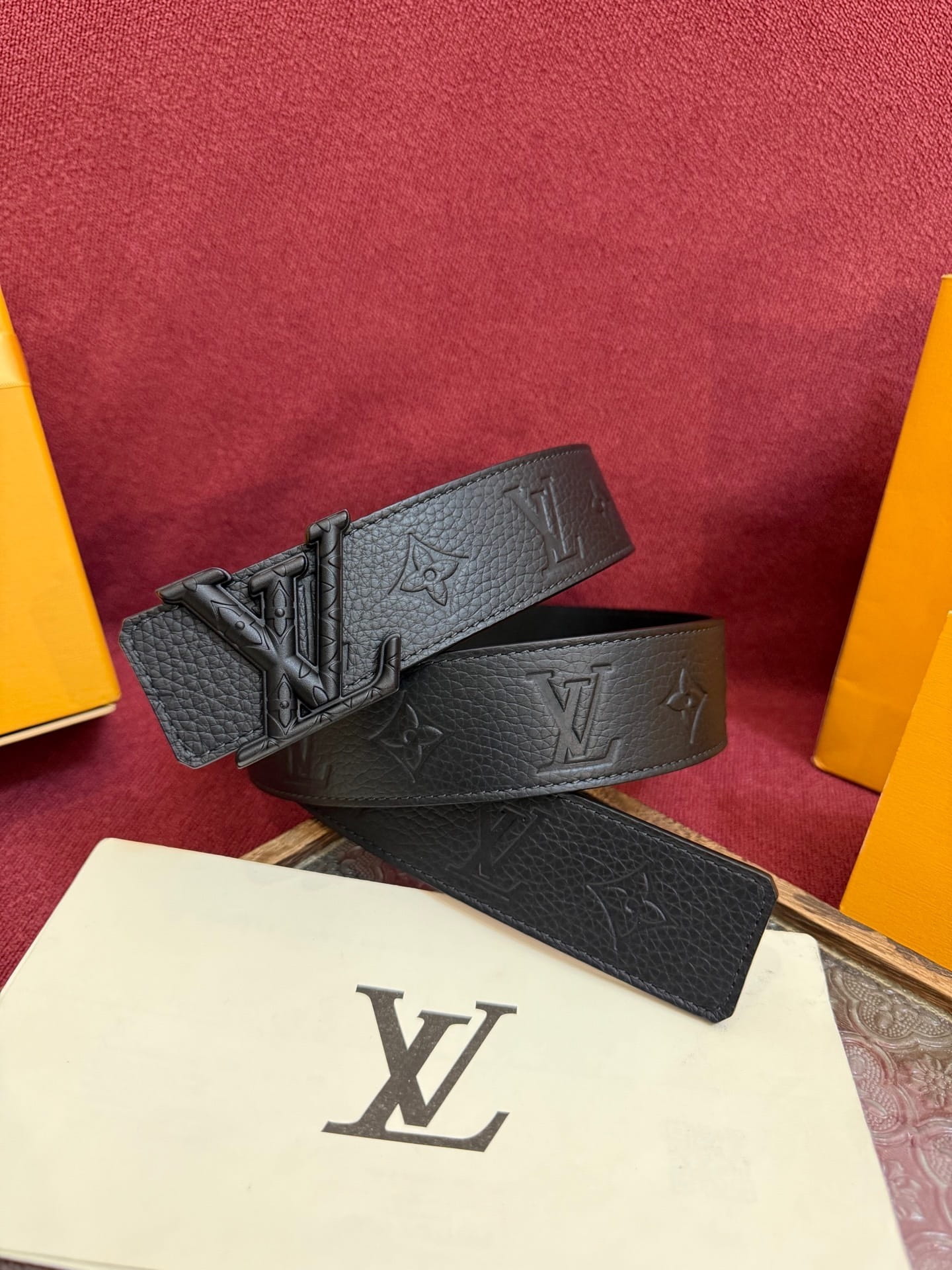 Louis Vuitton LV Initiales Monogram Black 40mm Reversible Belt Matte Black Engraved Buckle