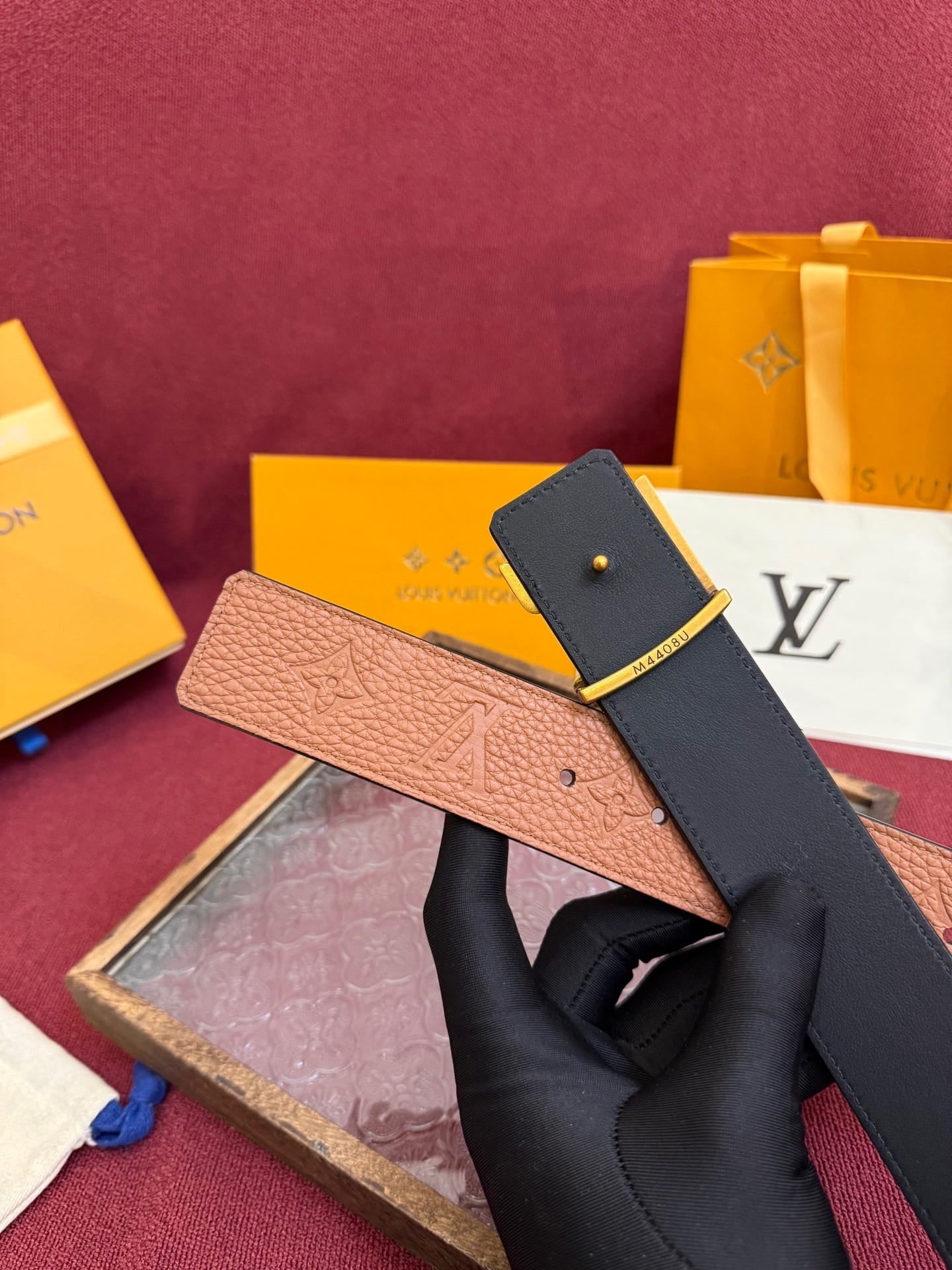 Louis Vuitton LV Initiales Monogram Cognac 40mm Reversible Belt - Gold Engraved Buckle