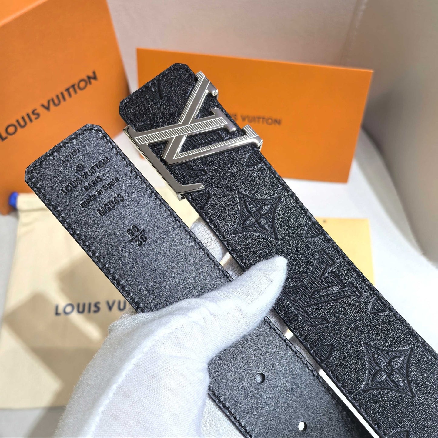 Louis Vuitton LV Initiales 40mm Monogram Shadow Leather Belt Silver Hardware