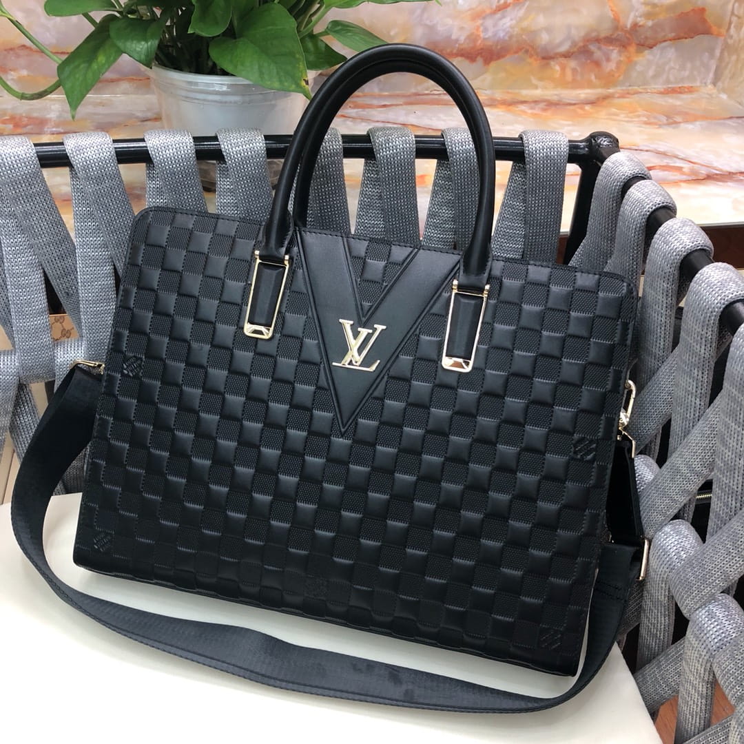 Louis Vuitton LV Lockme Briefcase - Black Damier Infini Leather Bag