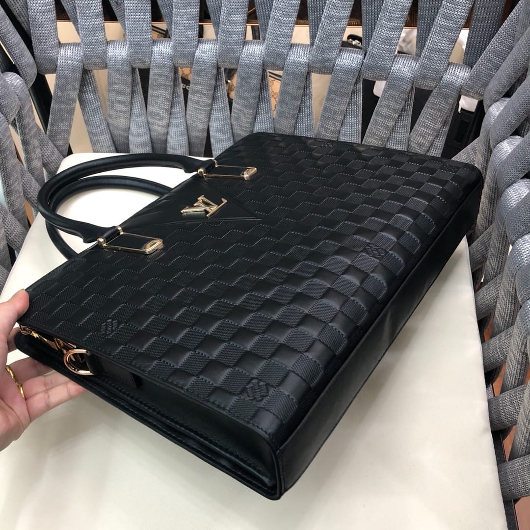 Louis Vuitton LV Lockme Briefcase - Black Damier Infini Leather Bag