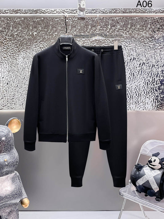 Louis Vuitton LV Logo Patch Technical Jersey Tracksuit Black