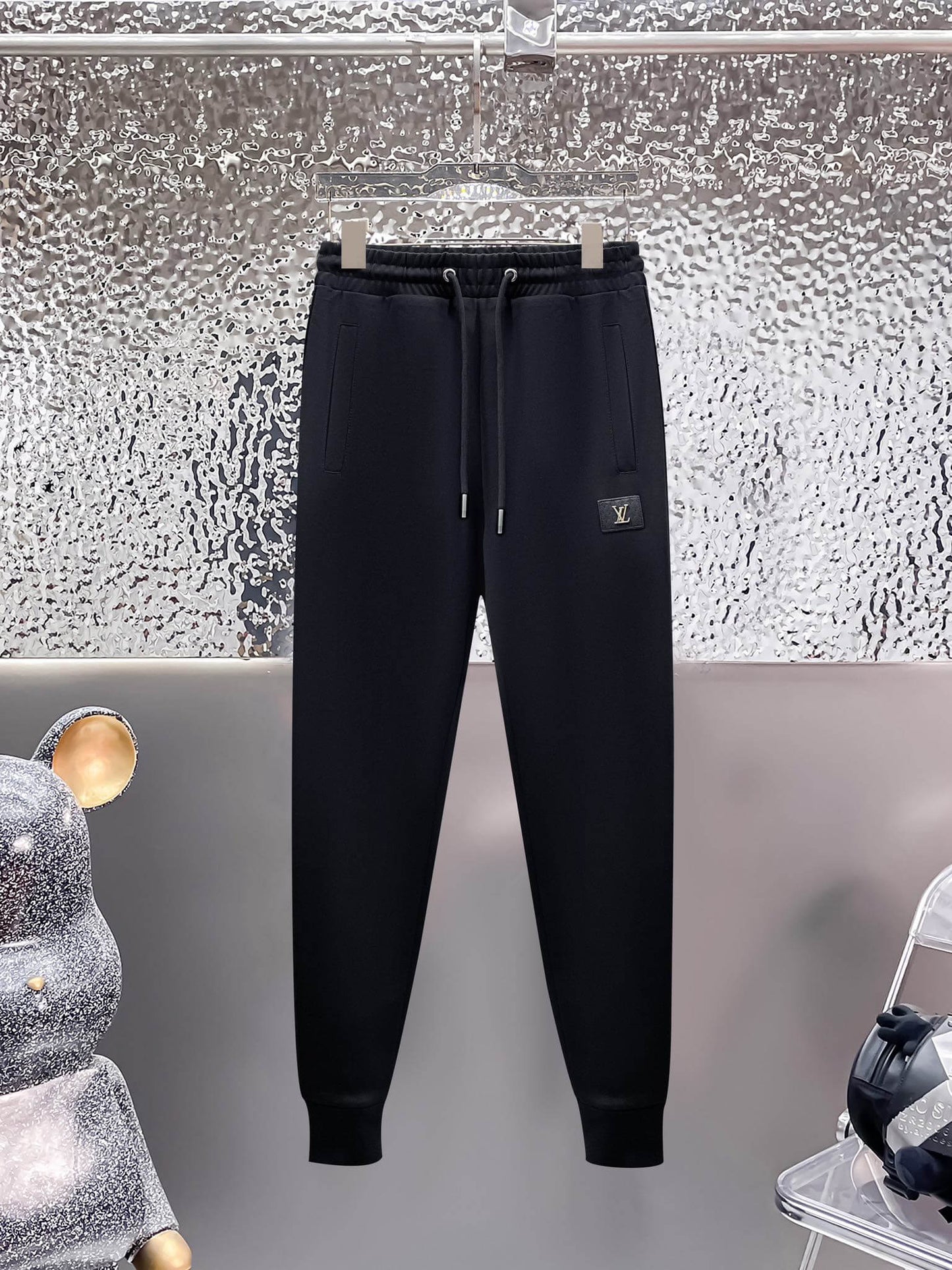 Louis Vuitton LV Logo Patch Technical Jersey Tracksuit Black