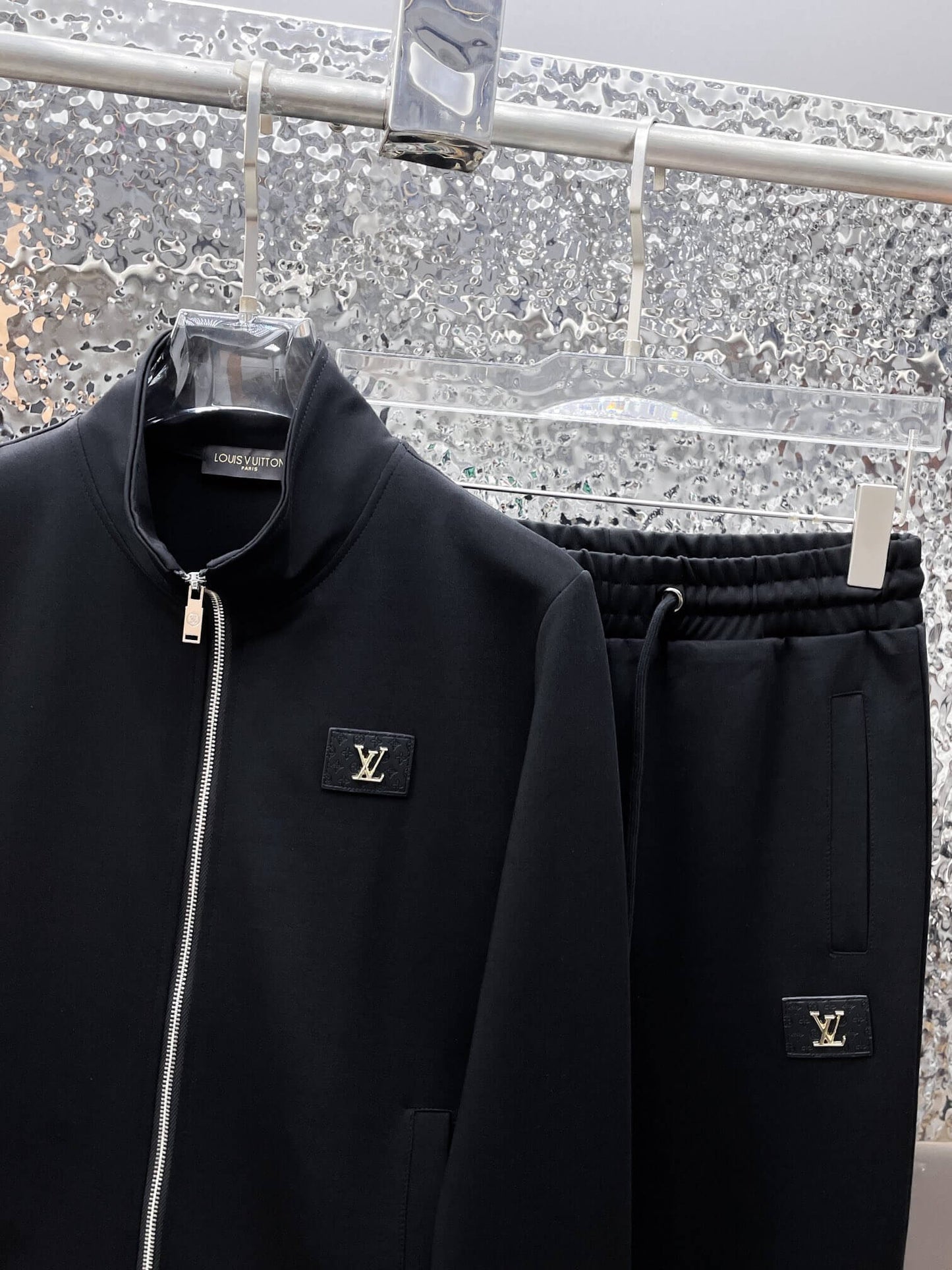 Louis Vuitton LV Logo Patch Technical Jersey Tracksuit Black