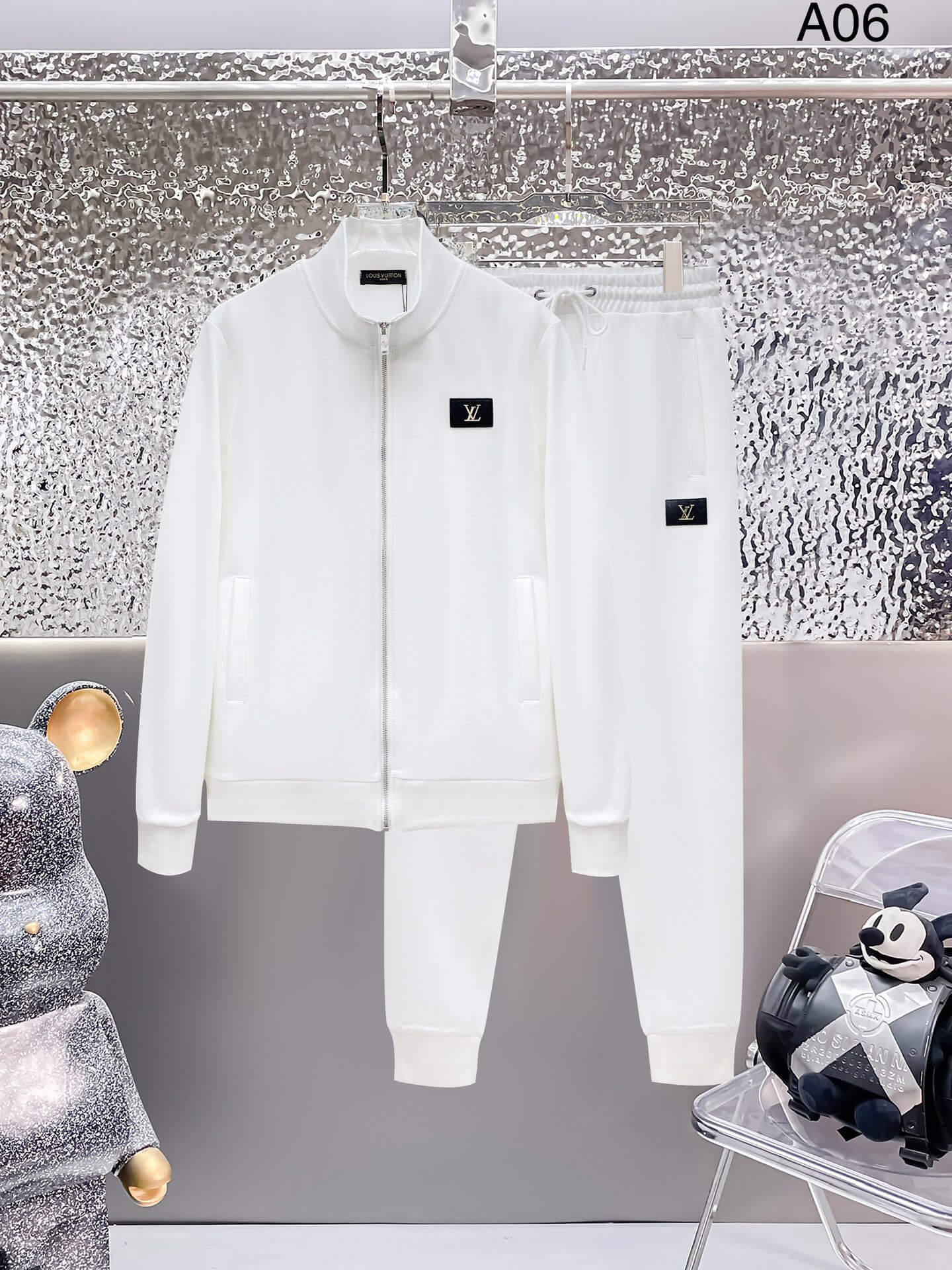Louis Vuitton LV Logo Patch Technical Jersey Tracksuit White