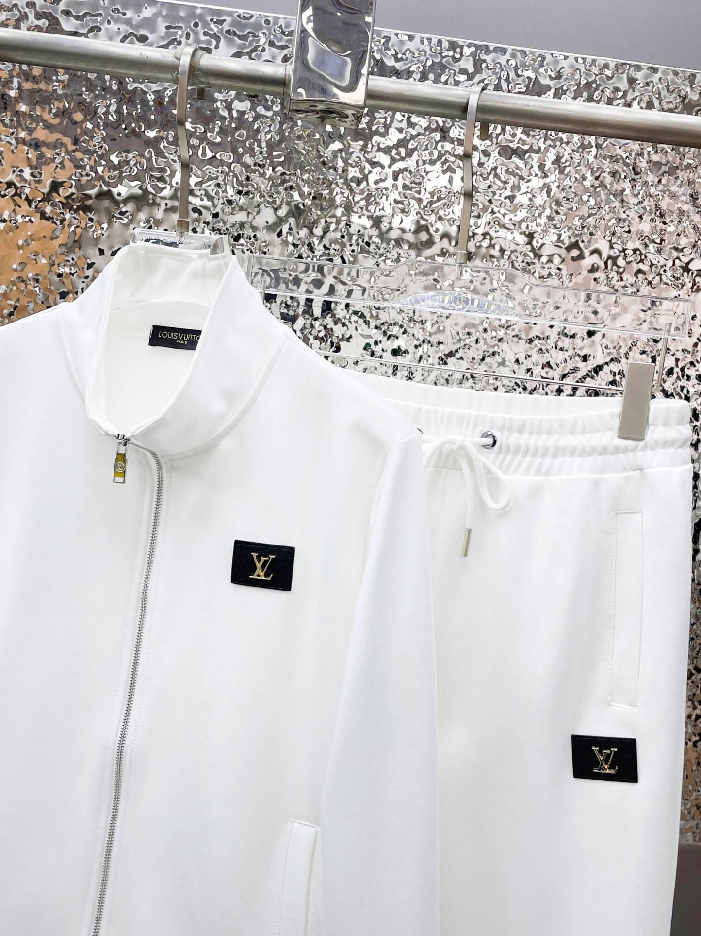 Louis Vuitton LV Logo Patch Technical Jersey Tracksuit White