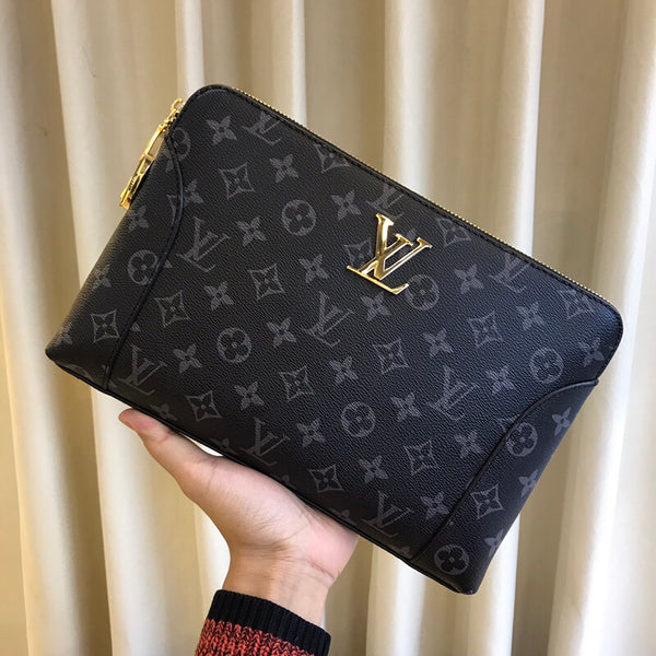 Louis Vuitton LV Men's Clutch Bag - Monogram Eclipse Canvas Hand