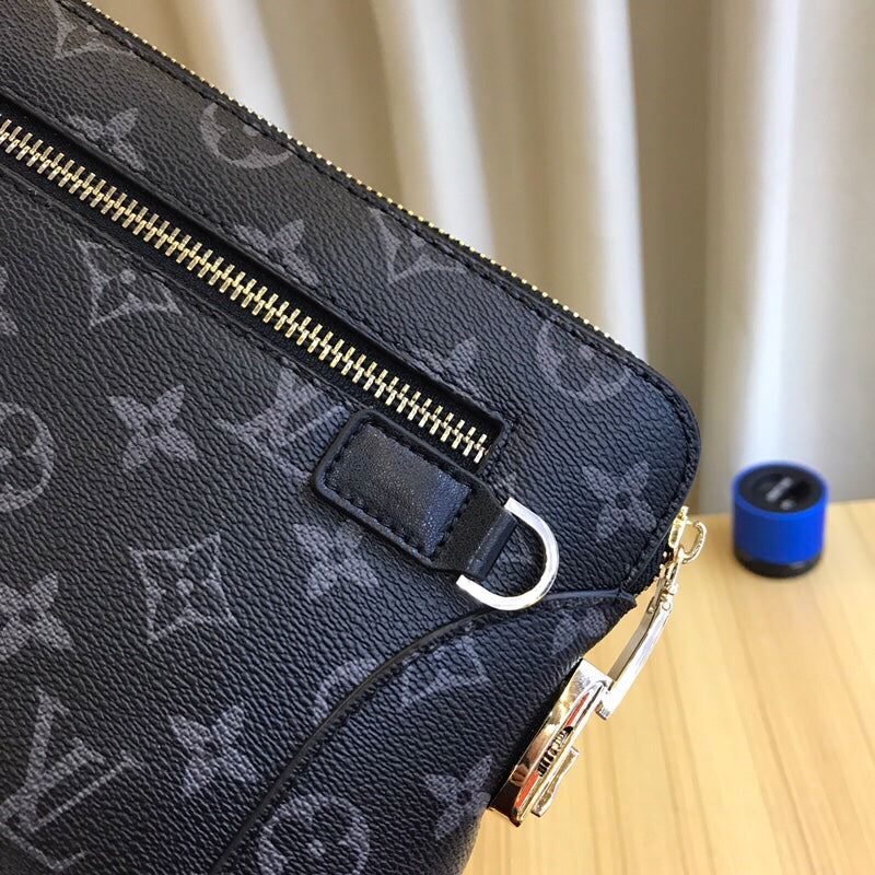 Louis Vuitton LV Men's Clutch Bag - Monogram Eclipse Canvas Hand Purse