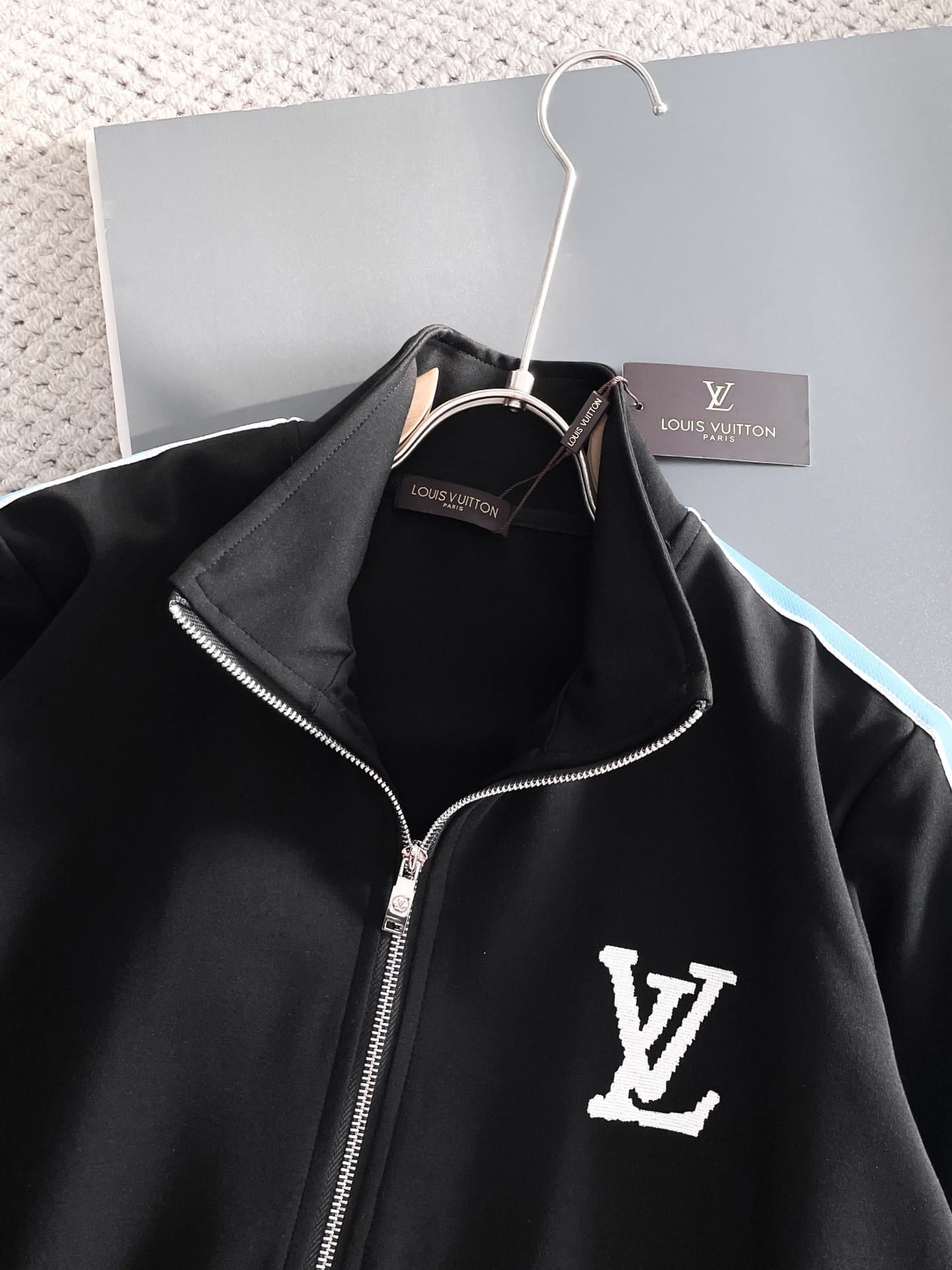 Louis Vuitton LV Men's Graphic Stripe Tracksuit - Black & Light Blue Monogram Knit Set
