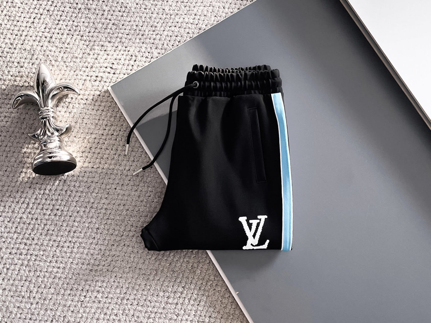 Louis Vuitton LV Men's Graphic Stripe Tracksuit - Black & Light Blue Monogram Knit Set