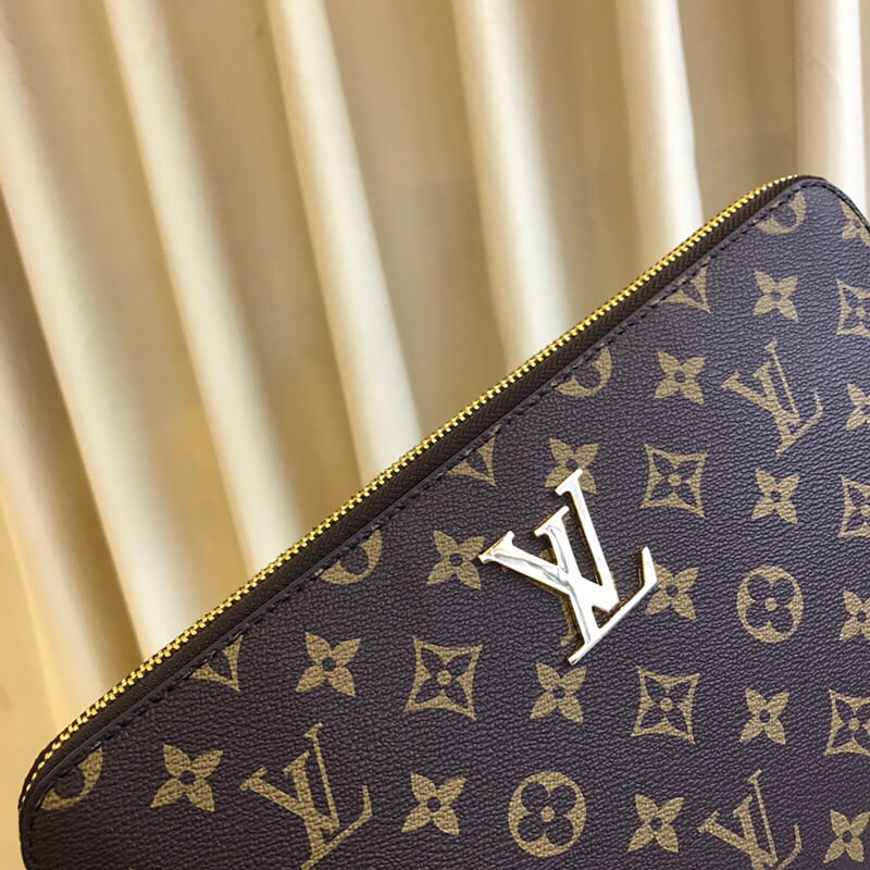 Louis Vuitton LV Men's Monogram Canvas Clutch Bag - Classic Brown Hand Purse