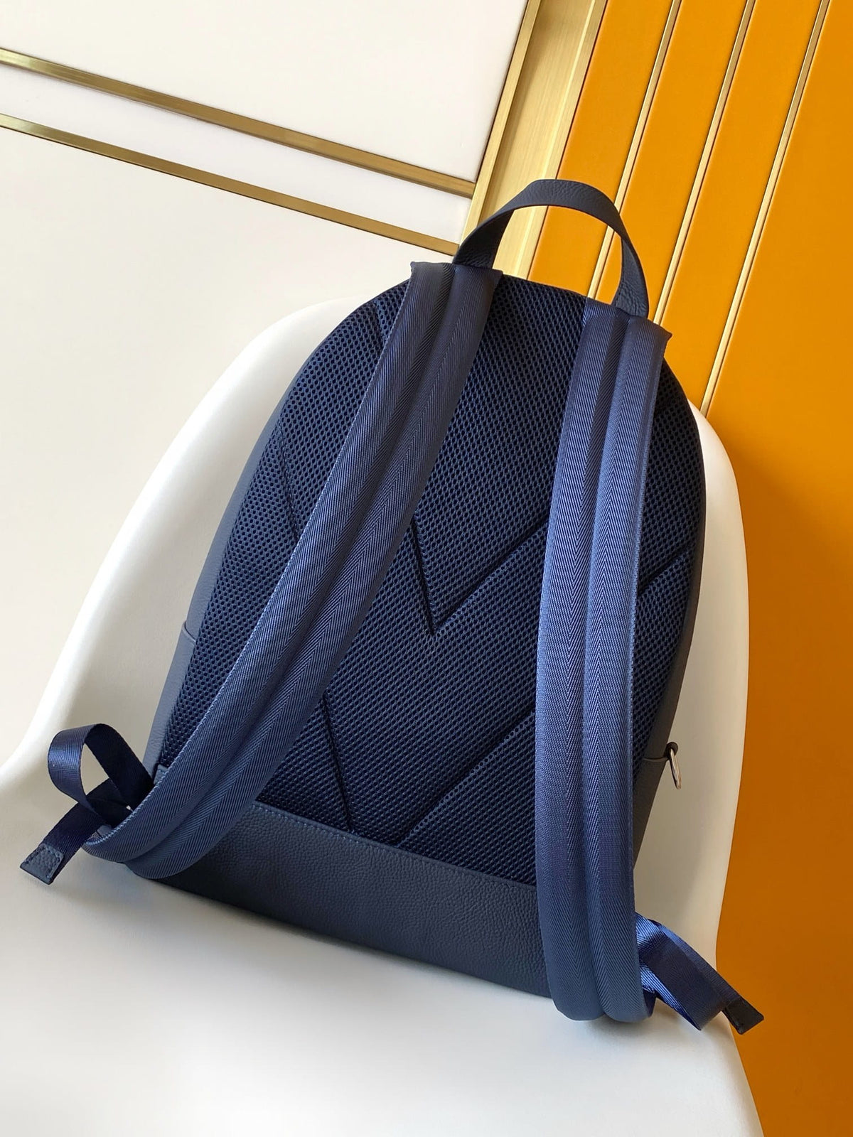 louis vuitton backpack navy blue Denim (Pre-Owned) One Size / Navy This backpack includes an inside padded pocket that fits a 14 inch laptop Louis Vuitton Christopher Navy Blue