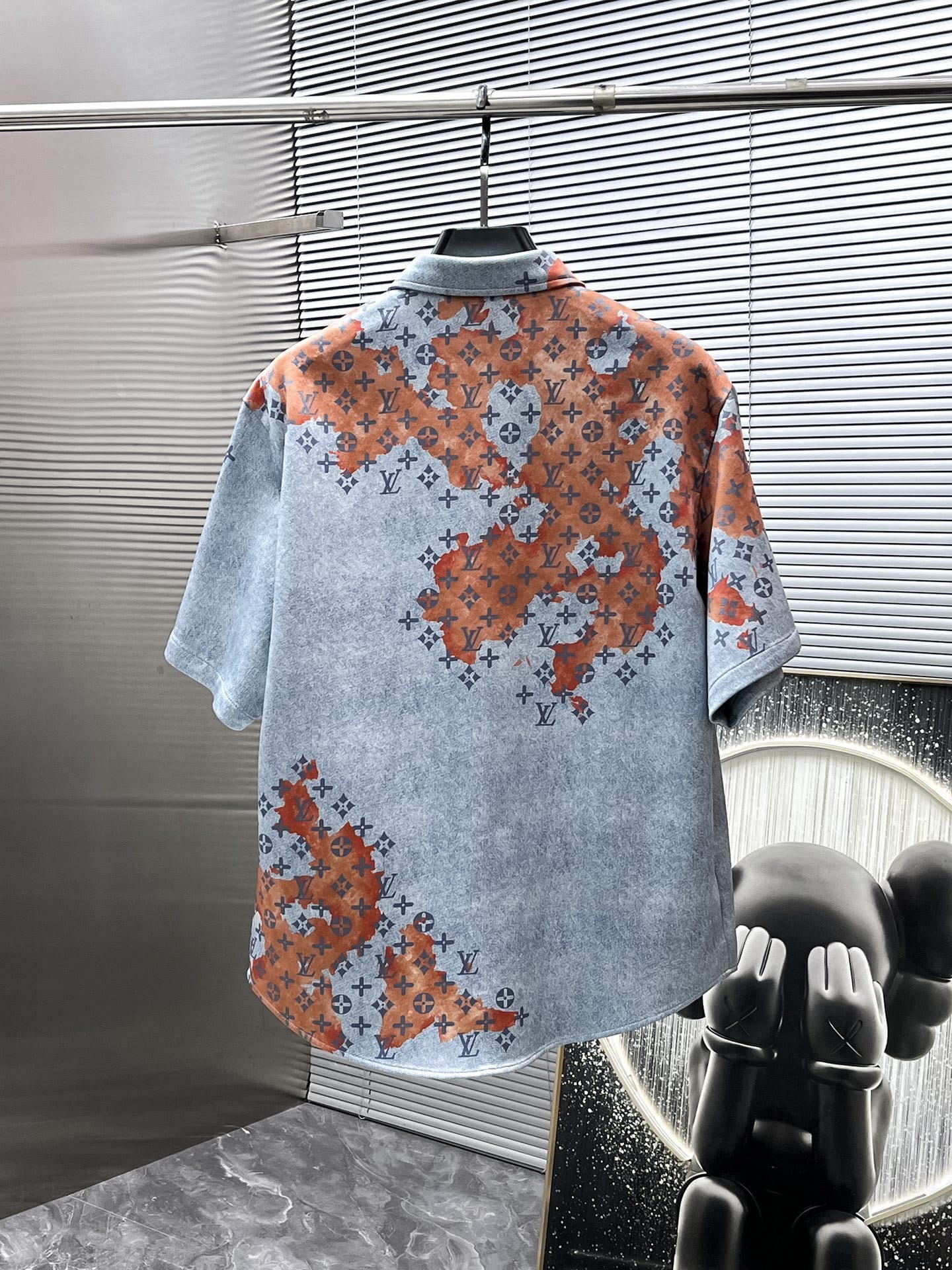 Louis Vuitton LV Monogram Bleach Denim Set - Blue & Orange Short-Sleeved Shirt & Shorts Co-ord Set