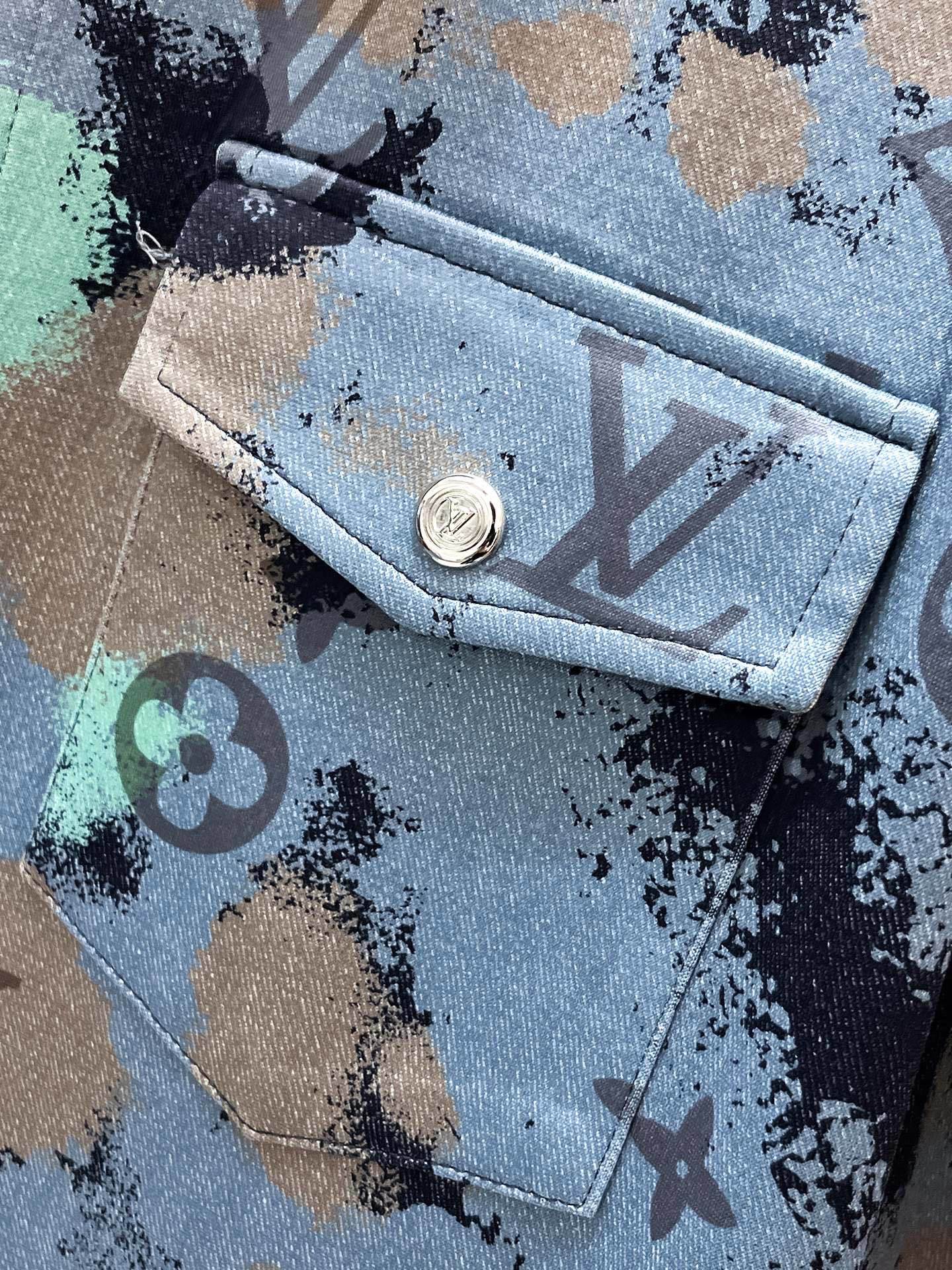 Louis Vuitton LV Monogram Camouflage Denim Short-Sleeved Shirt & Shorts Co-ord Set