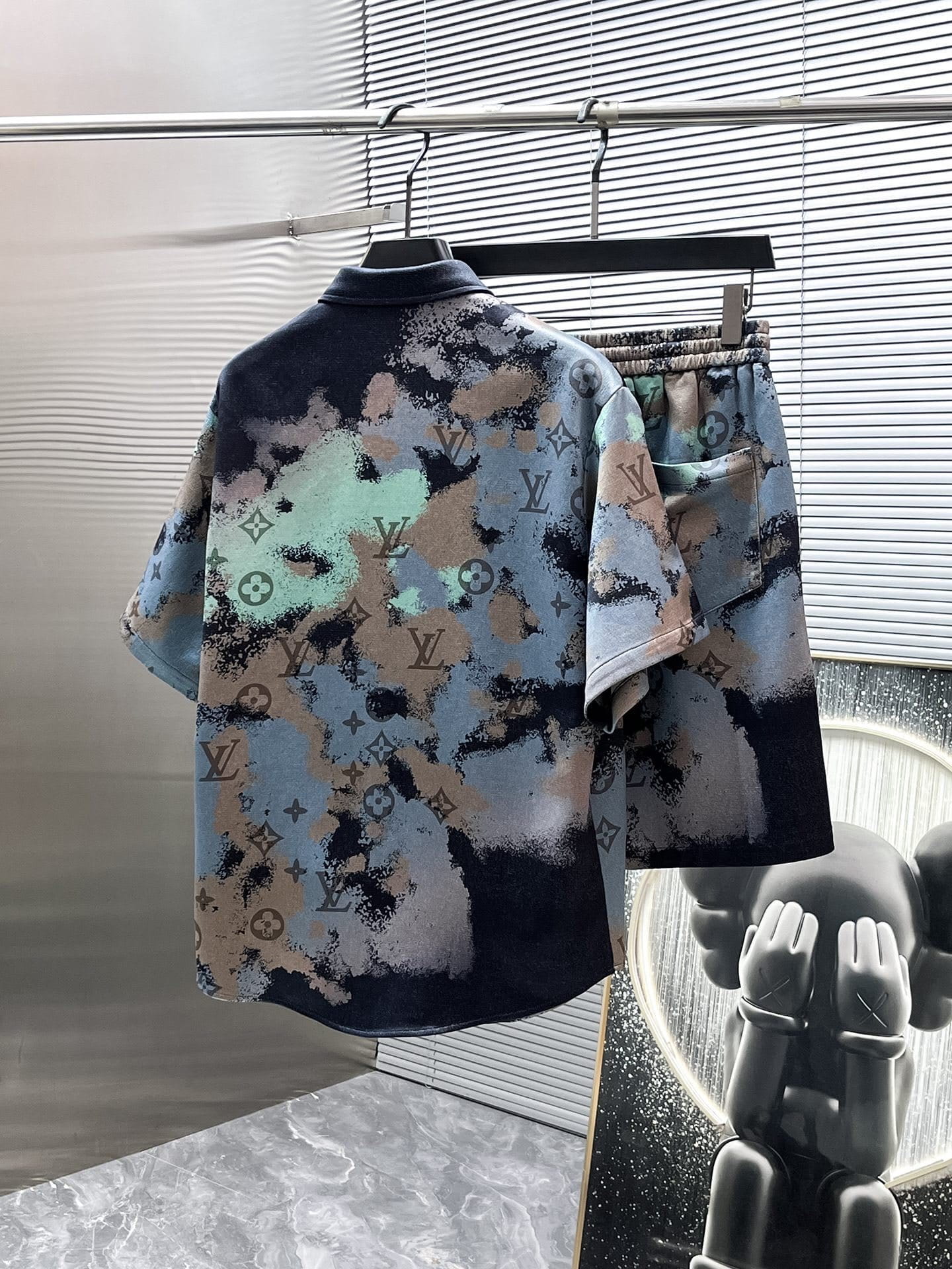 Louis Vuitton LV Monogram Camouflage Denim Short-Sleeved Shirt & Shorts Co-ord Set
