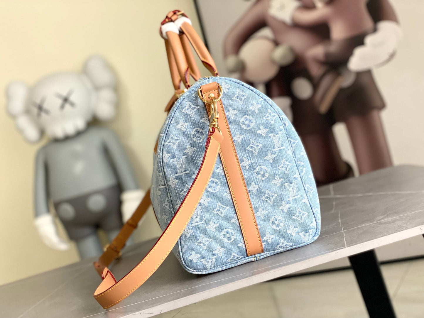 Louis Vuitton LV Monogram Denim Keepall Bandoulière 50 - Blue Denim Travel Bag