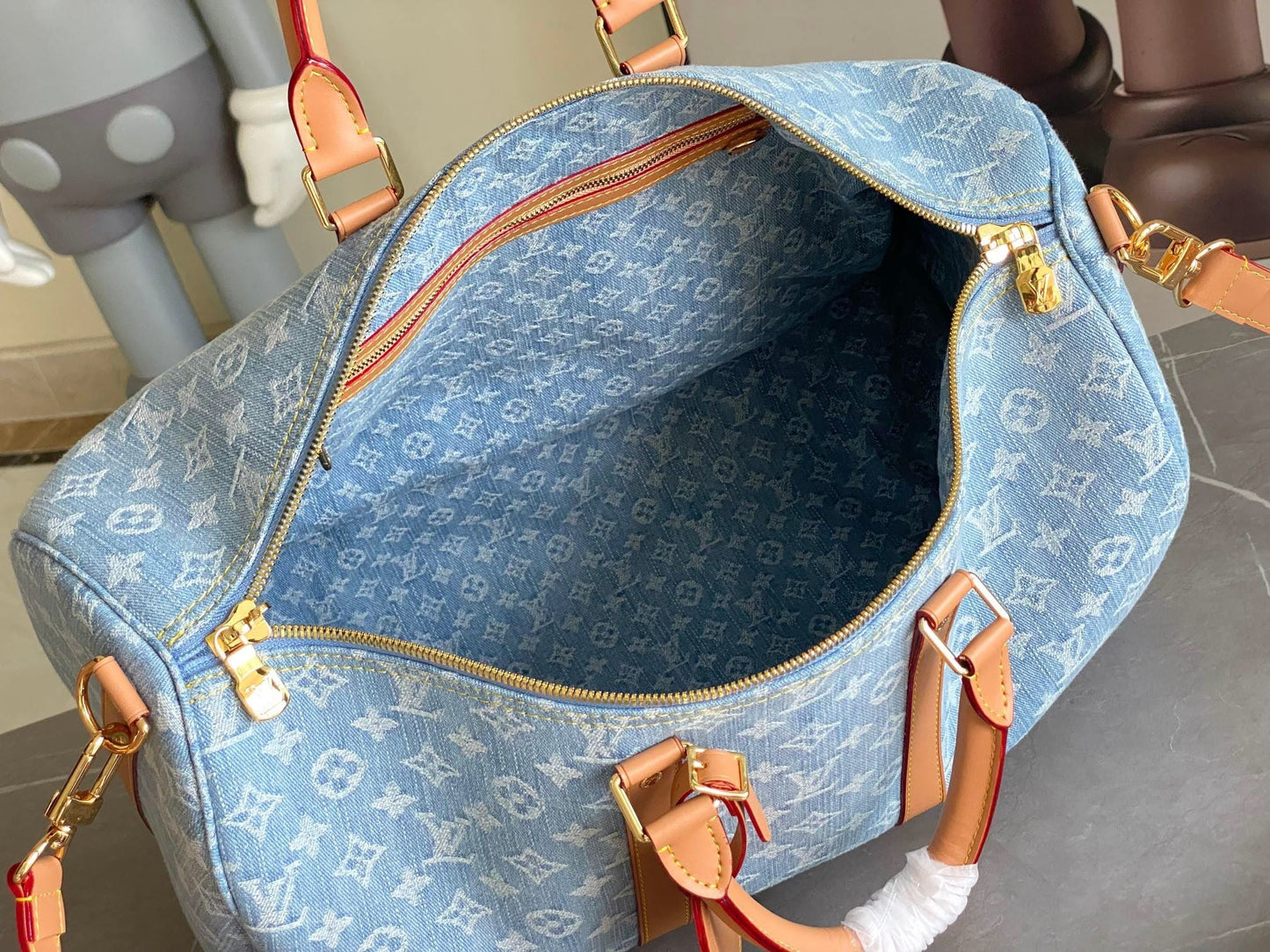 Louis Vuitton LV Monogram Denim Keepall Bandoulière 50 - Blue Denim Travel Bag