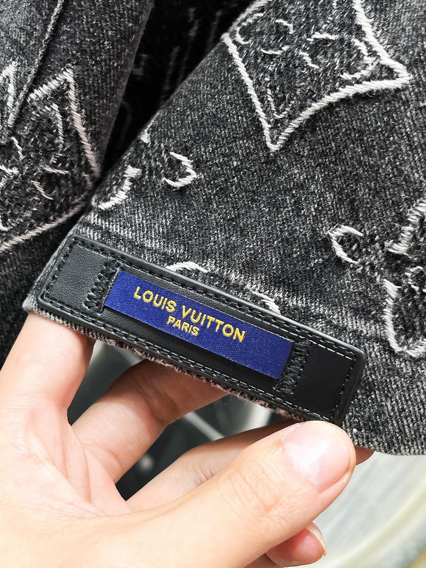 Louis Vuitton LV Monogram Denim Set - Charcoal Black Short-Sleeved Shirt & Shorts Co-ord