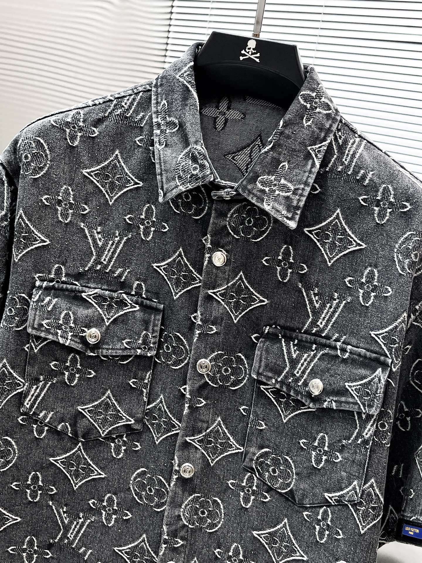 Louis Vuitton LV Monogram Denim Set - Charcoal Black Short-Sleeved Shirt & Shorts Co-ord