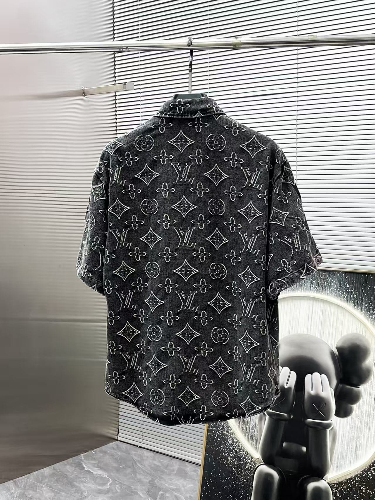 Louis Vuitton LV Monogram Denim Set - Charcoal Black Short-Sleeved Shirt & Shorts Co-ord