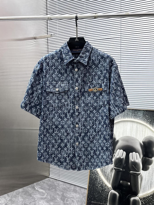 Louis Vuitton LV Monogram Denim Short-Sleeved Shirt & Shorts Co-ord Set