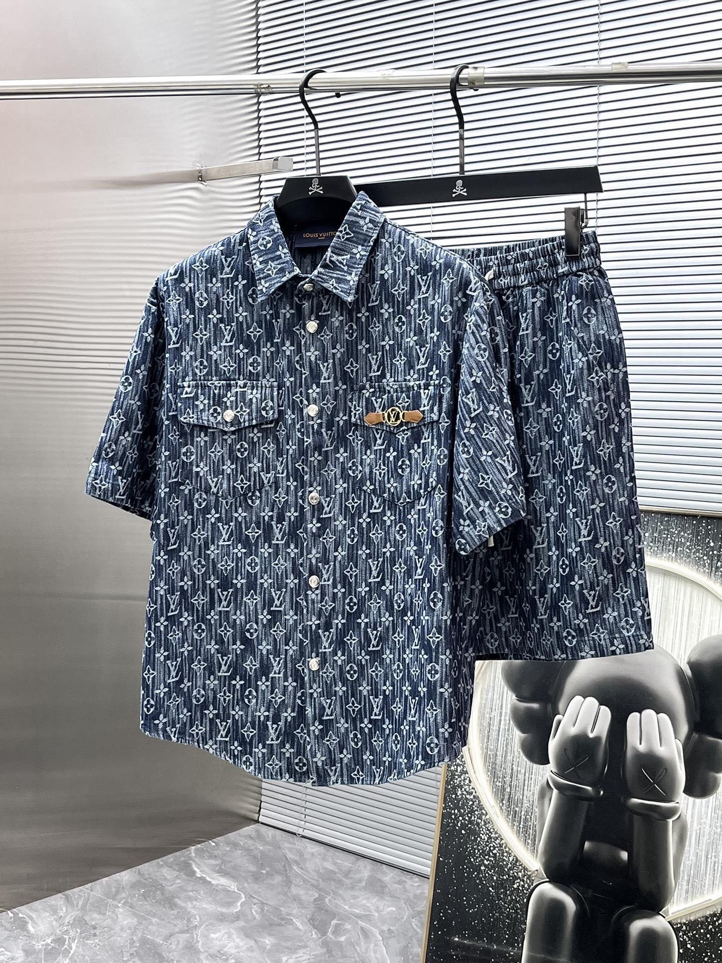 Louis Vuitton LV Monogram Denim Short-Sleeved Shirt & Shorts Co-ord Set
