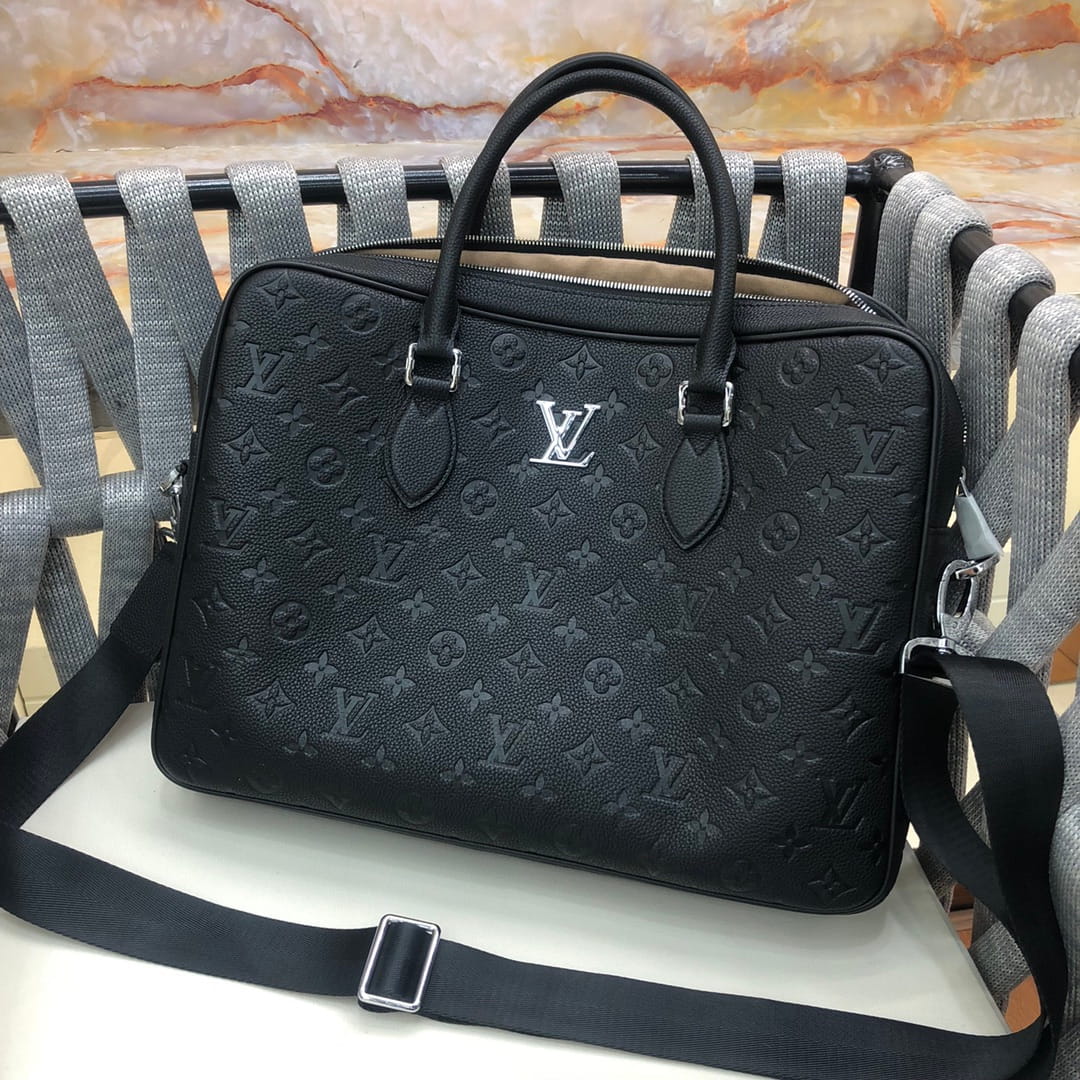 Louis Vuitton LV Monogram Empreinte Black Leather Briefcase