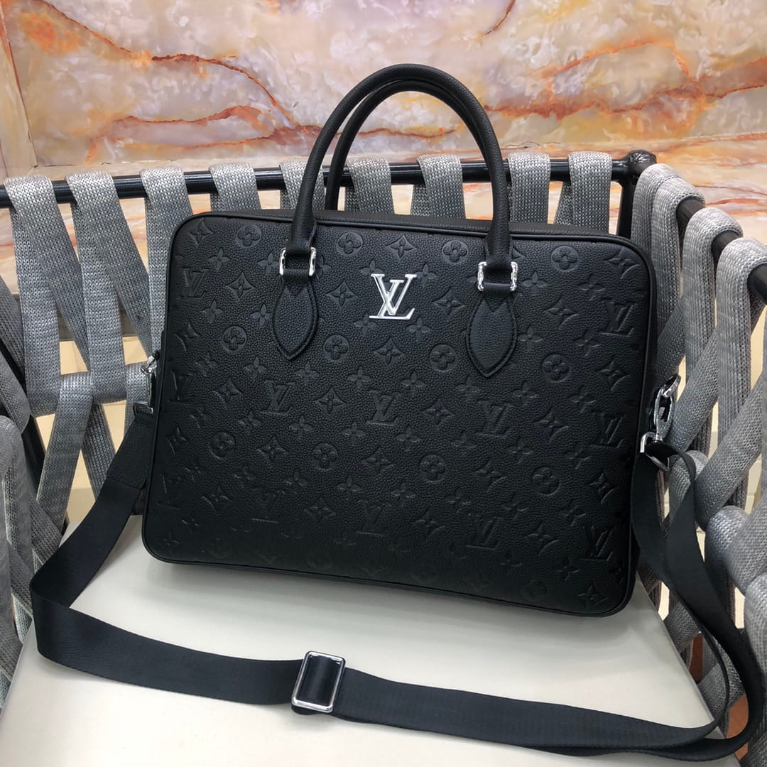 Louis Vuitton LV Monogram Empreinte Black Leather Briefcase