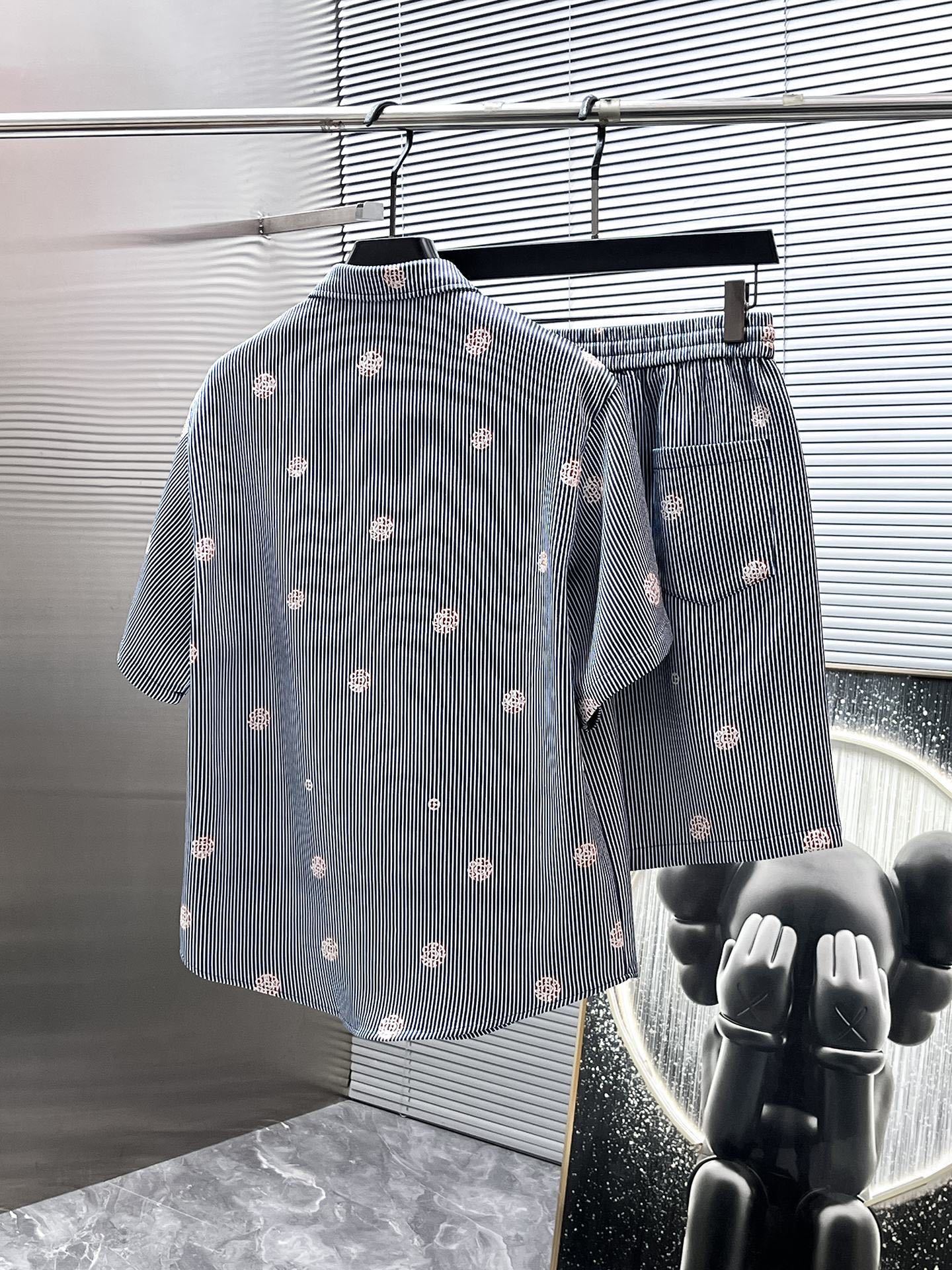 Louis Vuitton LV Monogram Flower Striped Denim Shirt & Shorts Co-ord  Set
