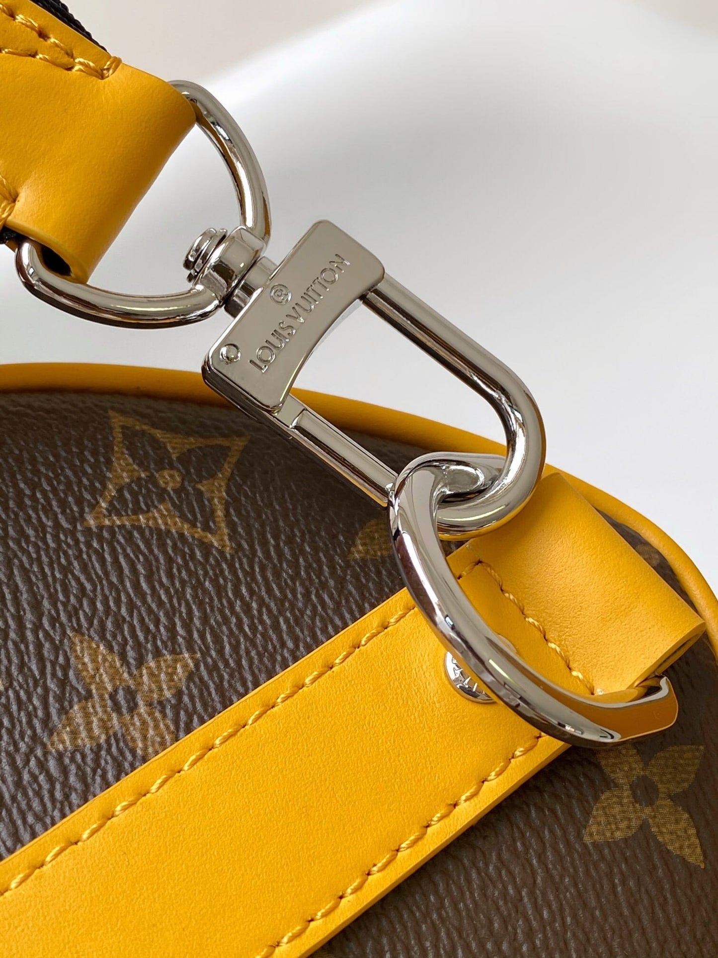 Louis Vuitton LV Monogram Macassar Keepall Bandoulière 35 Travel Duffle Bag in Jaune Safran Yellow