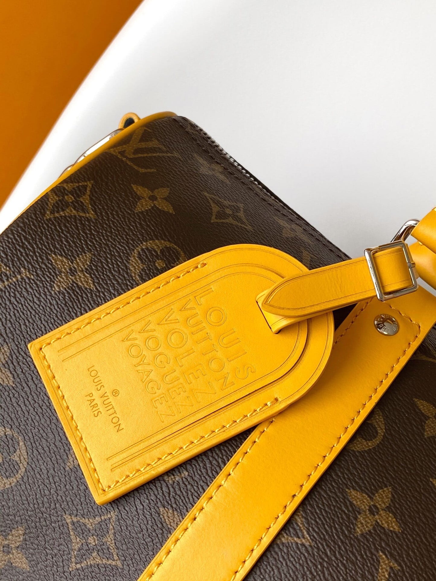 Louis Vuitton LV Monogram Macassar Keepall Bandoulière 35 Travel Duffle Bag in Jaune Safran Yellow