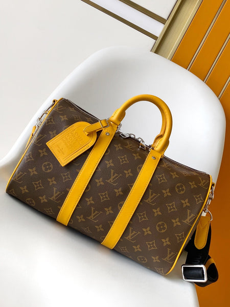 Louis Vuitton LV Monogram Macassar Keepall Bandoulière 35 Travel
