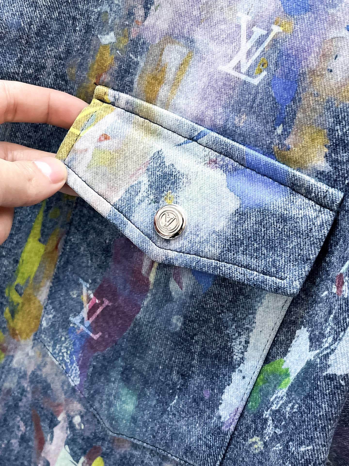 Louis Vuitton LV Monogram Paint Splatter Indigo Blue Denim Co-ord Set