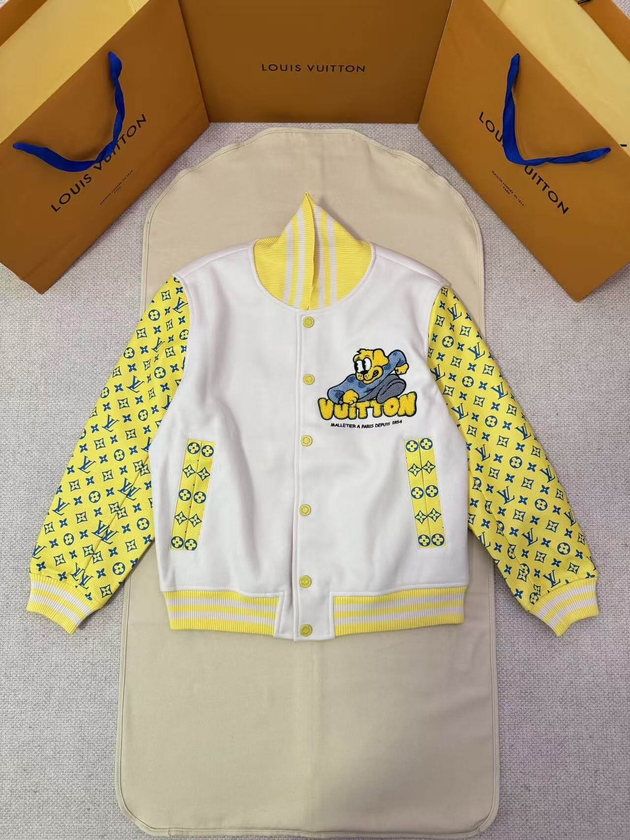 Louis Vuitton LV Monogram Playground Varsity Blouson - White & Yellow