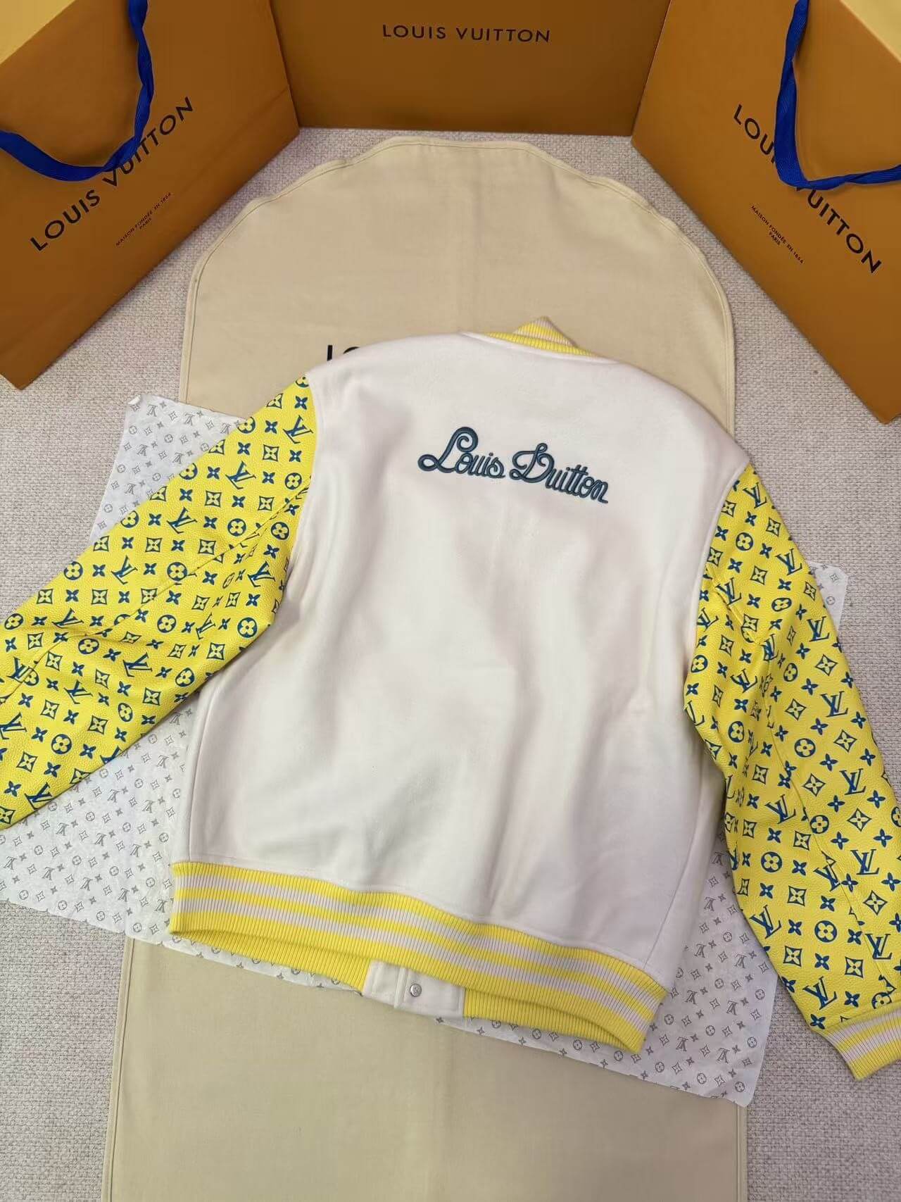 Louis Vuitton LV Monogram Playground Varsity Blouson - White & Yellow